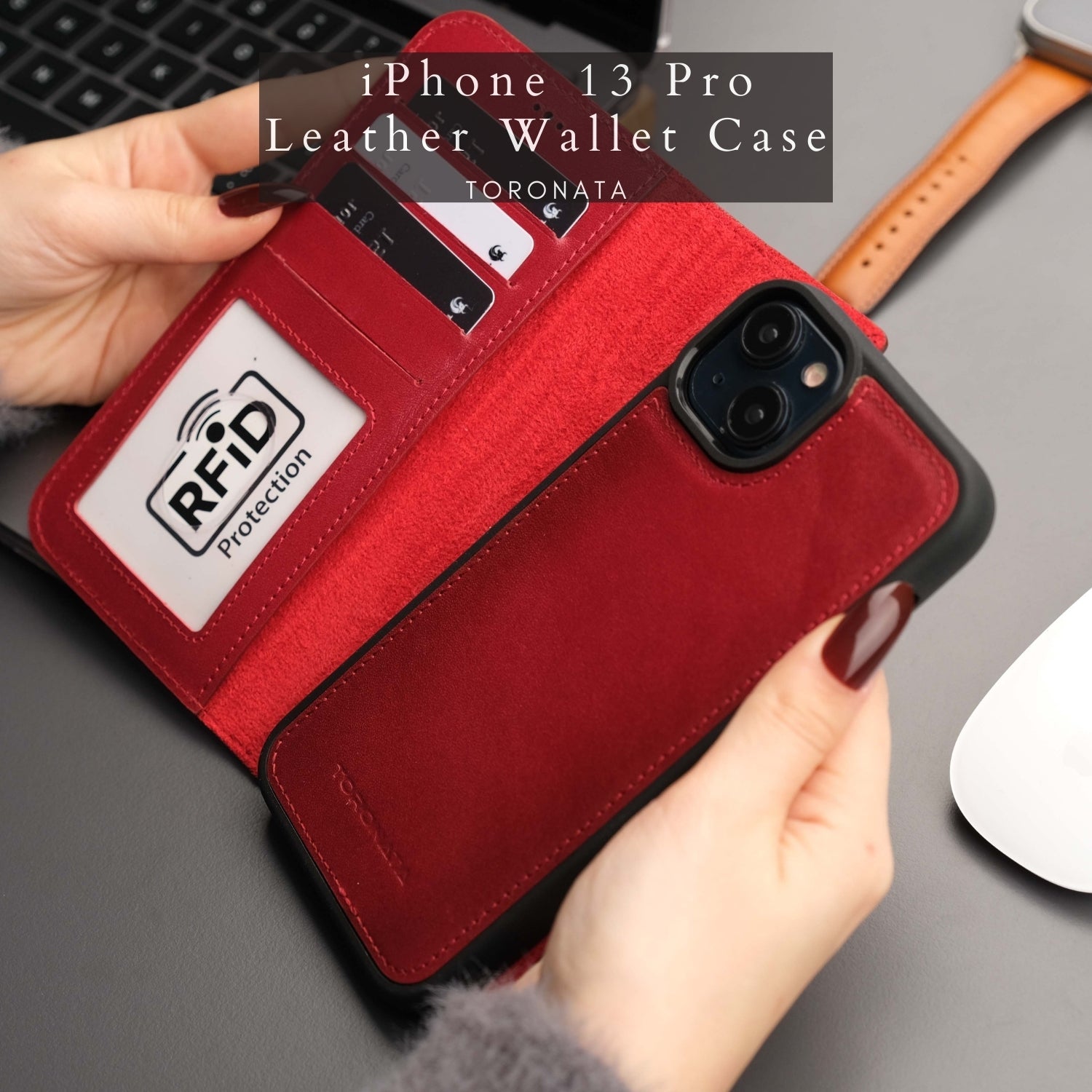 Best iPhone 13 Pro Leather Wallet Case TORONATA Luxury Design