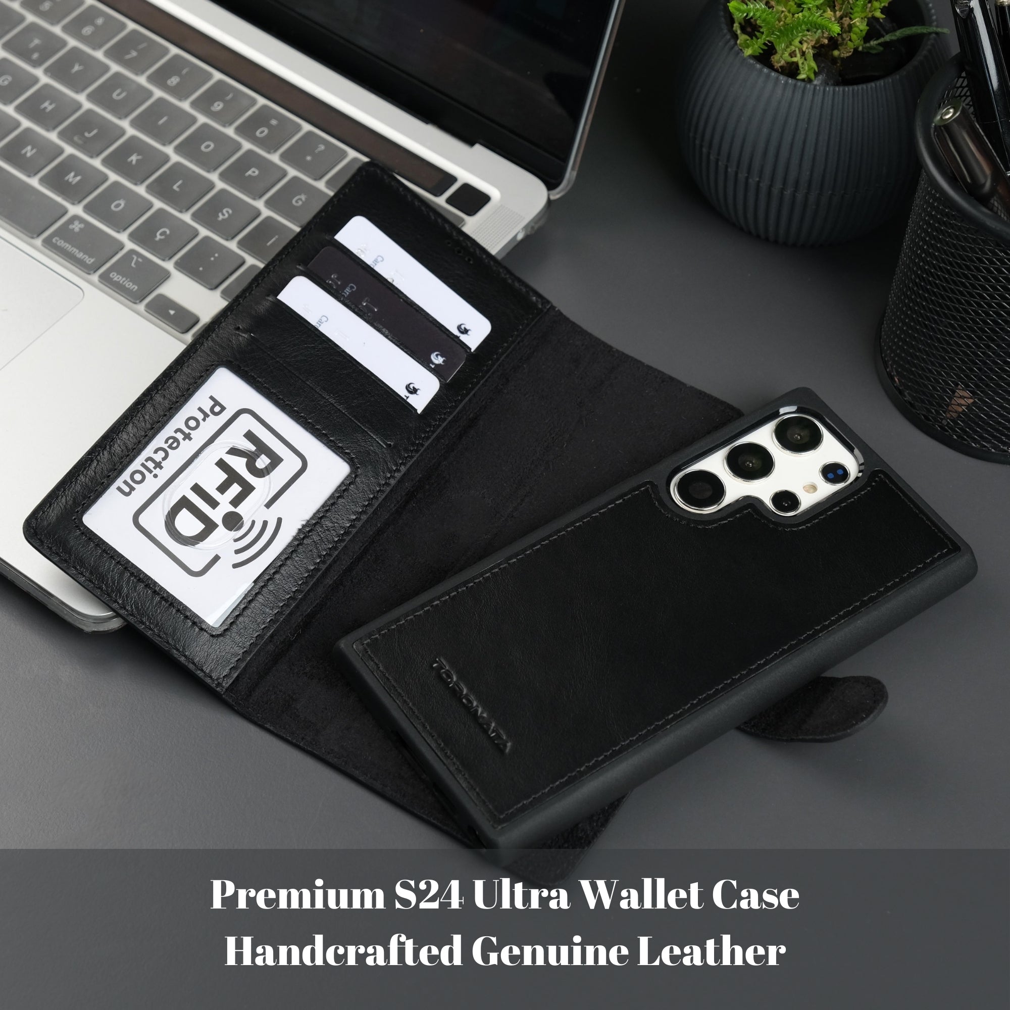 Premium S24 Ultra Wallet Case | Handcrafted Genuine Leather - TORONATA