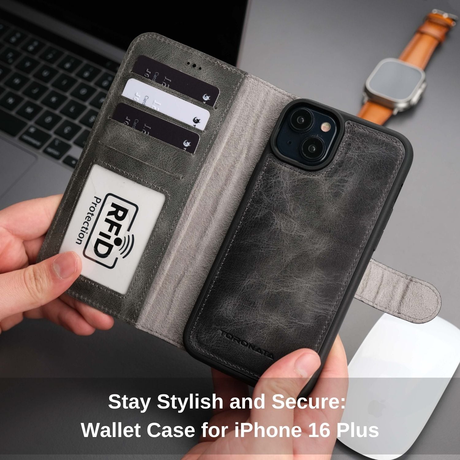 Stay Stylish and Secure: Wallet Case for iPhone 16 Plus - TORONATA