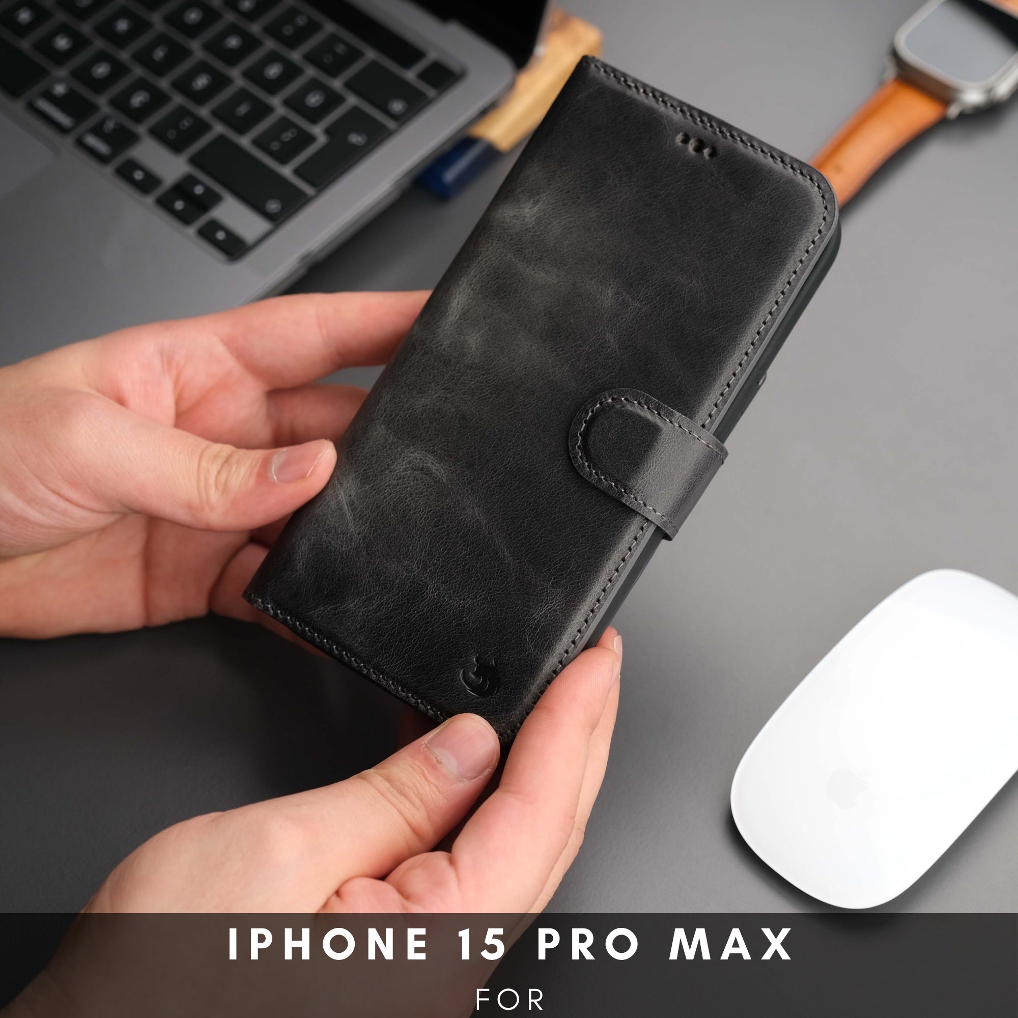 Casper iPhone 16 Pro Max Leather Wallet Case | MagSafe - Grey - TORONATA