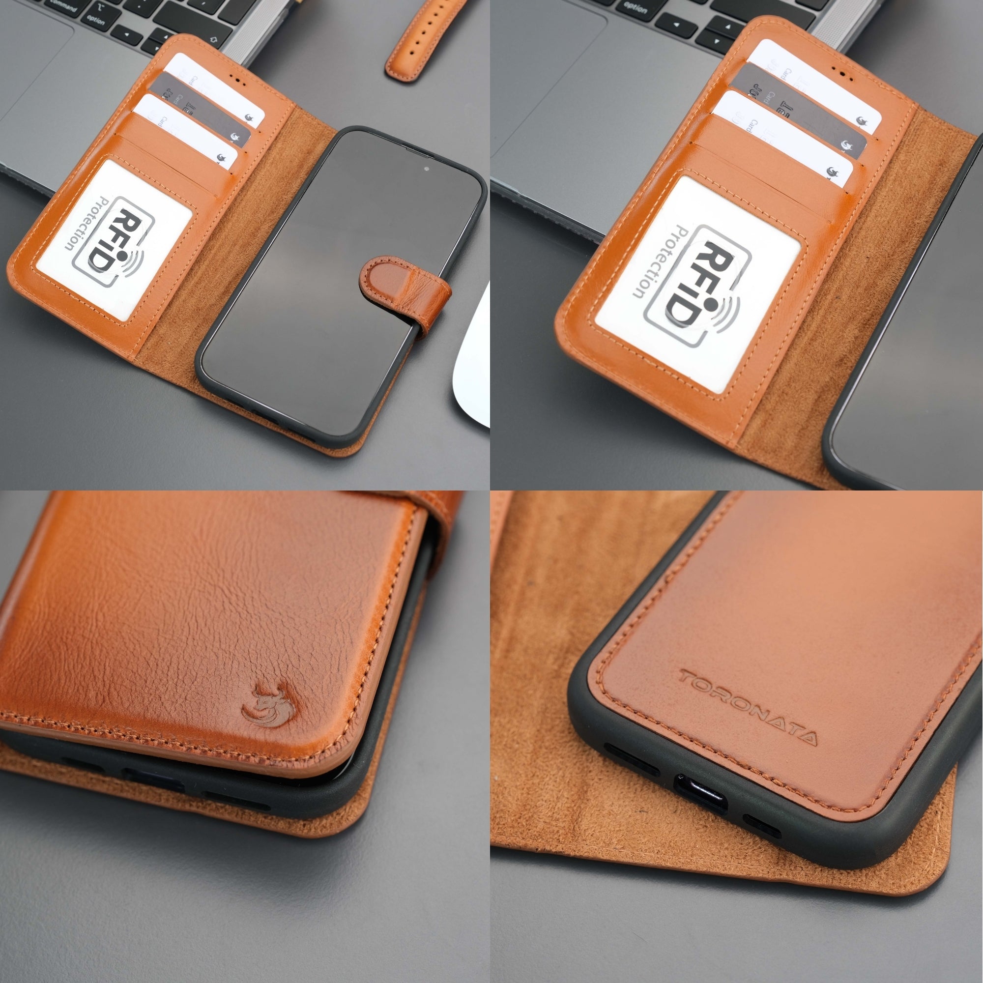 Casper Leather iPhone 15 Pro Wallet Case | MagSafe-Tan---TORONATA