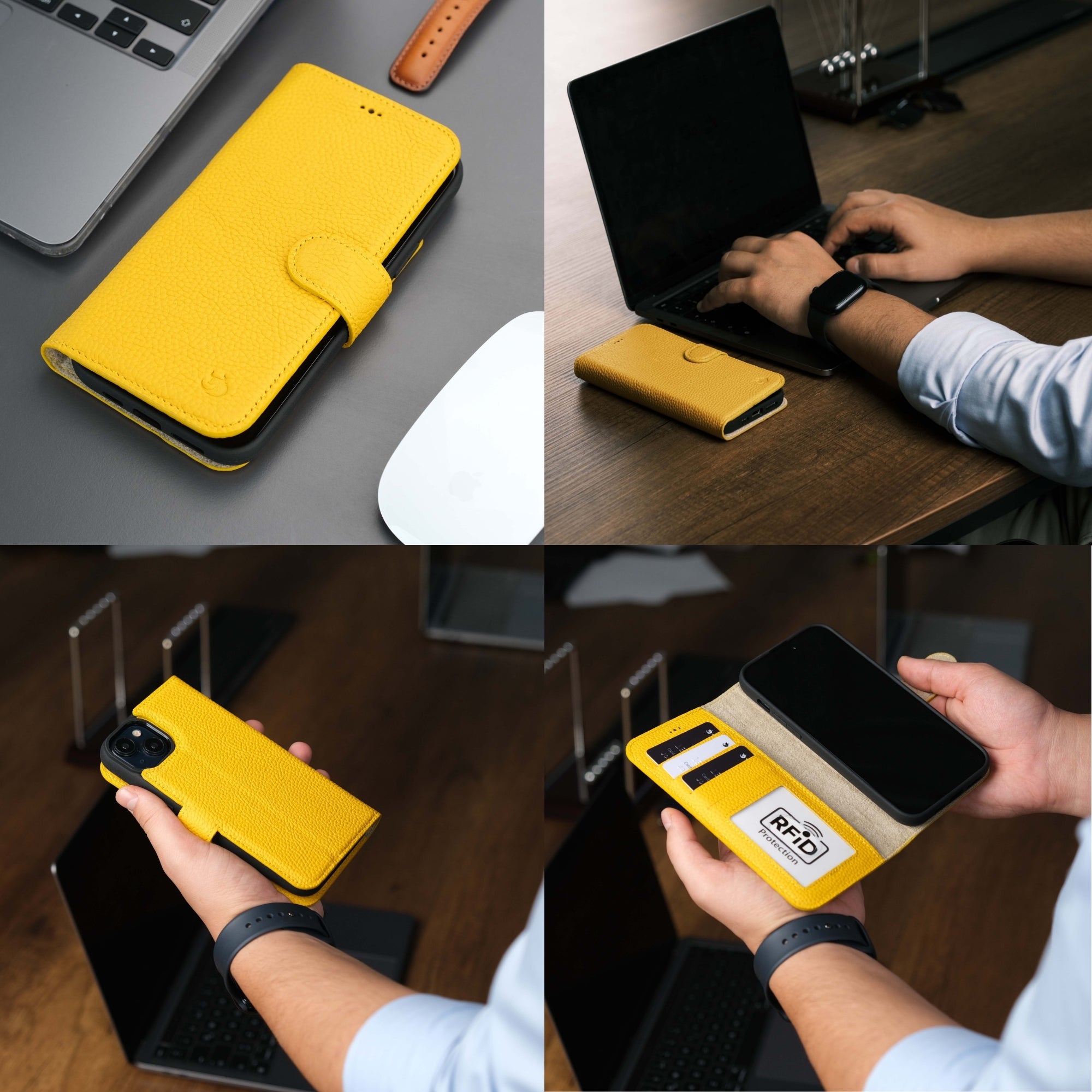 Casper iPhone 16 Leather Wallet Case | MagSafe - Yellow - TORONATA