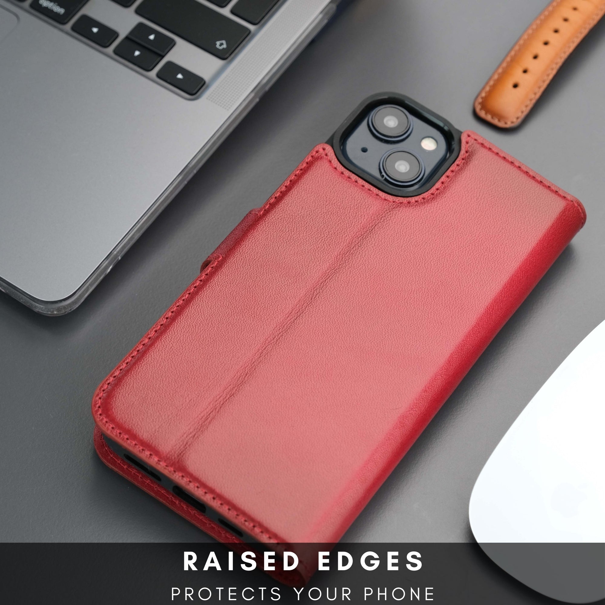 Casper iPhone 16 Leather Wallet Case | MagSafe - Red - TORONATA