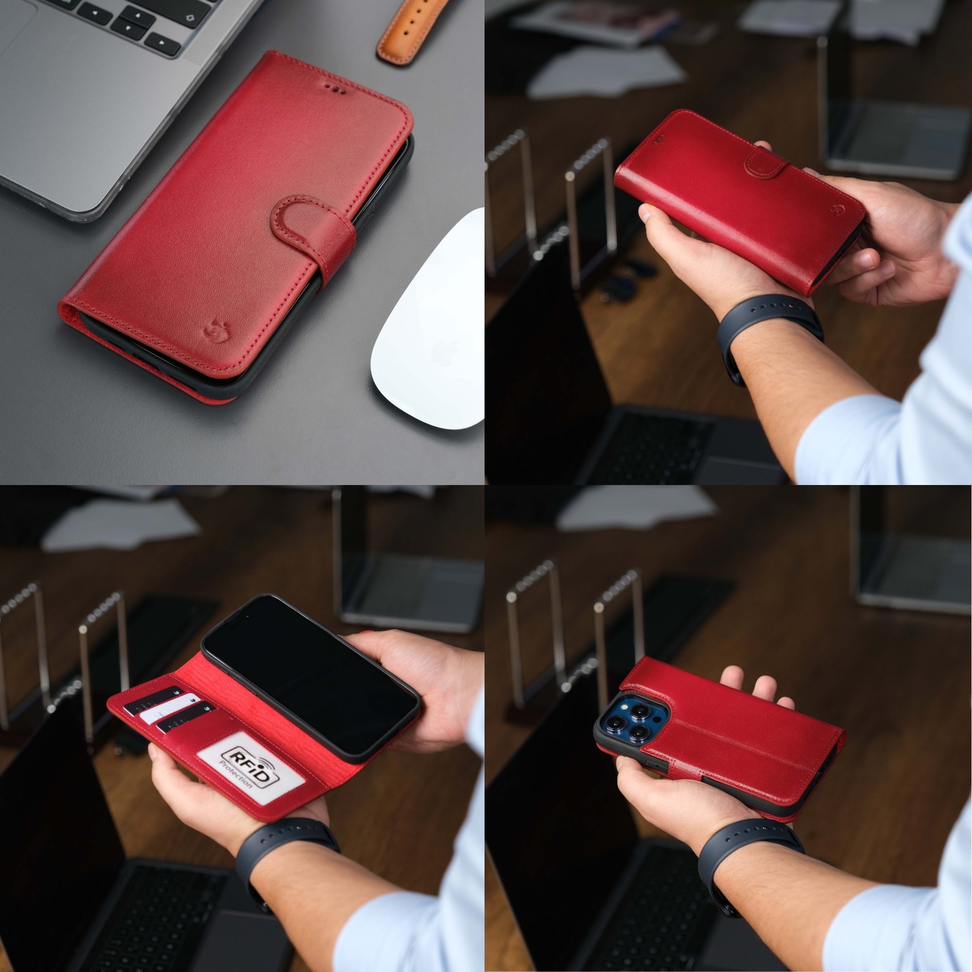 Casper iPhone 16 Pro Wallet Case Leather MagSafe - TORONATA - #color_red