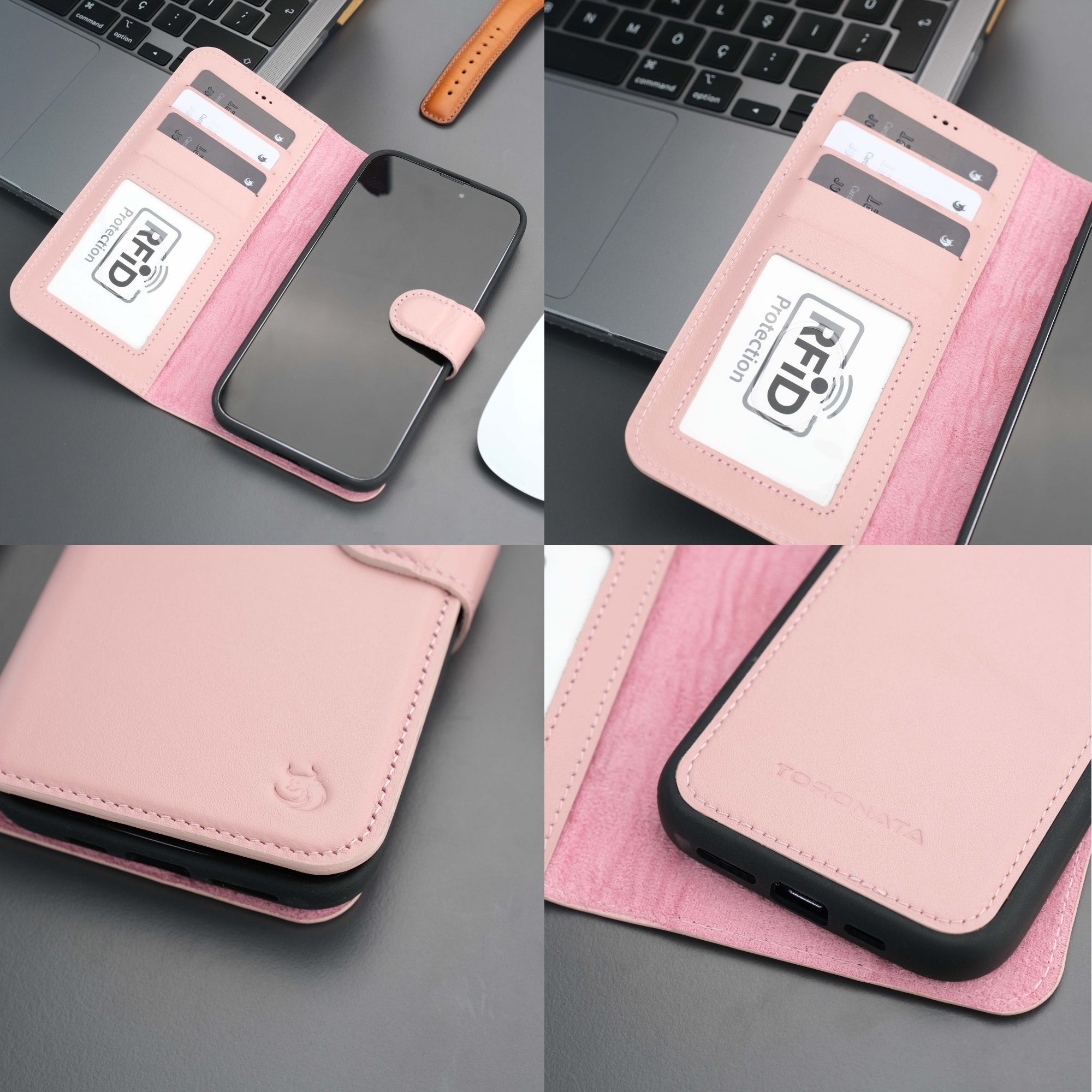 Casper Leather iPhone 15 Pro Wallet Case | MagSafe-Pink---TORONATA