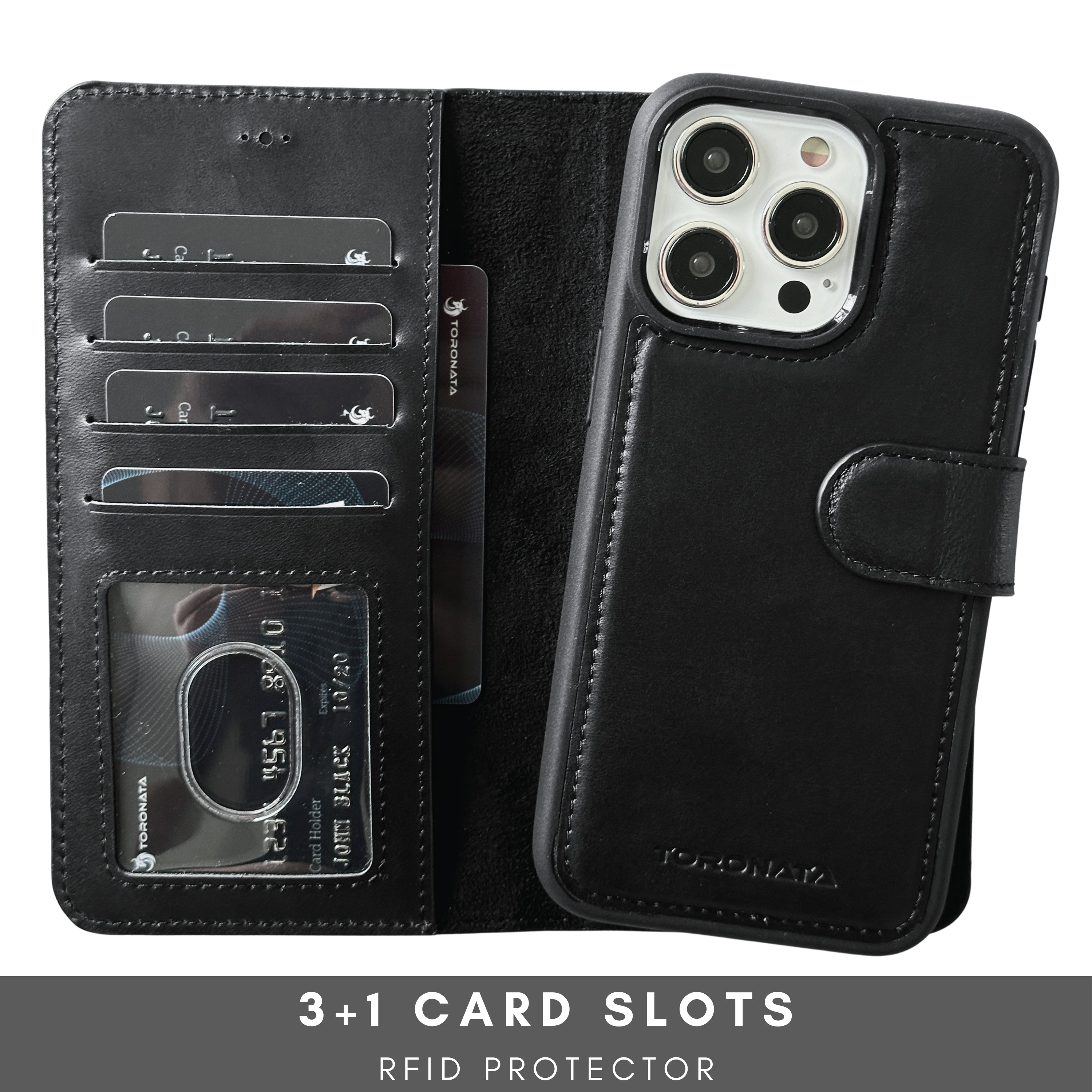 Vegas iPhone 15 Pro Max Wallet Case | MagSafe-Black---TORONATA