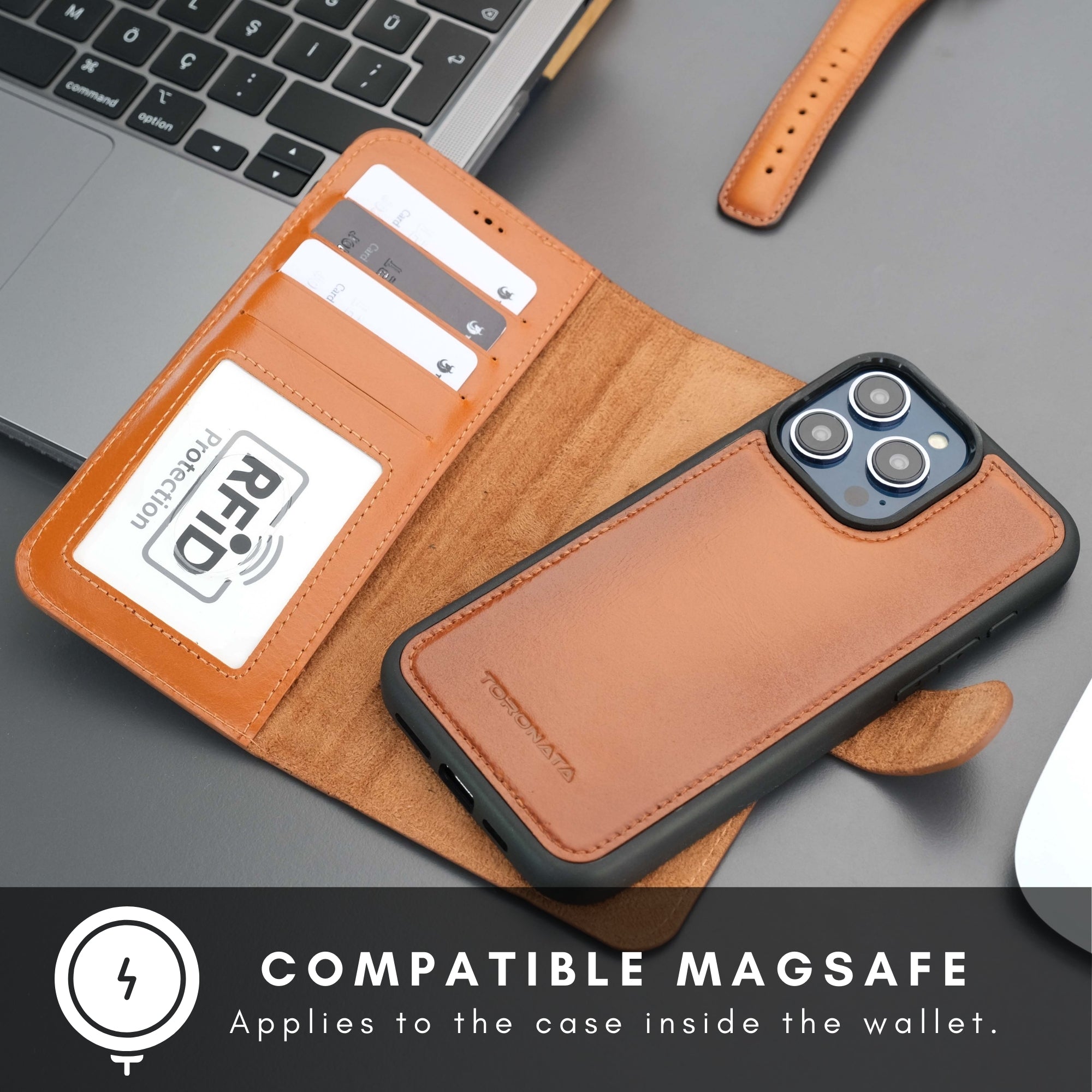 Casper iPhone 16 Pro Max Leather Wallet Case | MagSafe - Tan - TORONATA