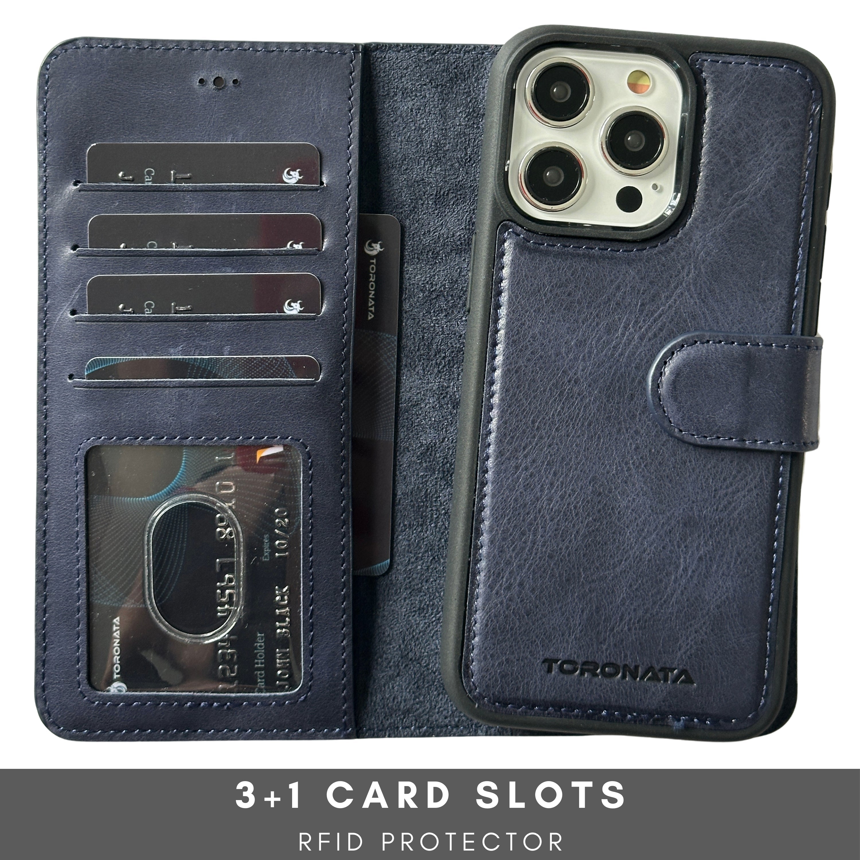 Vegas iPhone 15 Plus Wallet Case | MagSafe-Dark Blue---TORONATA