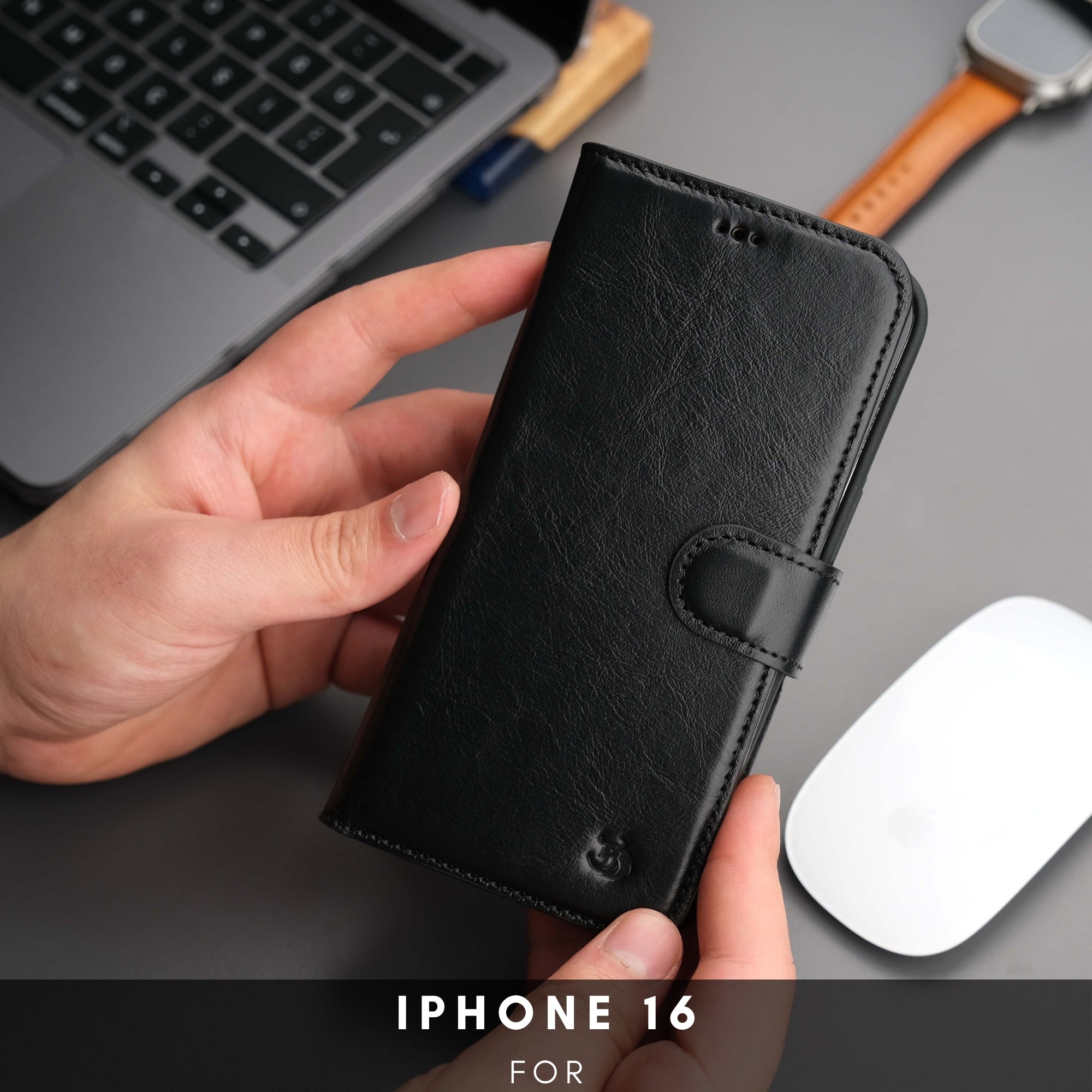 Casper iPhone 16 Leather Wallet Case | MagSafe - Black - TORONATA