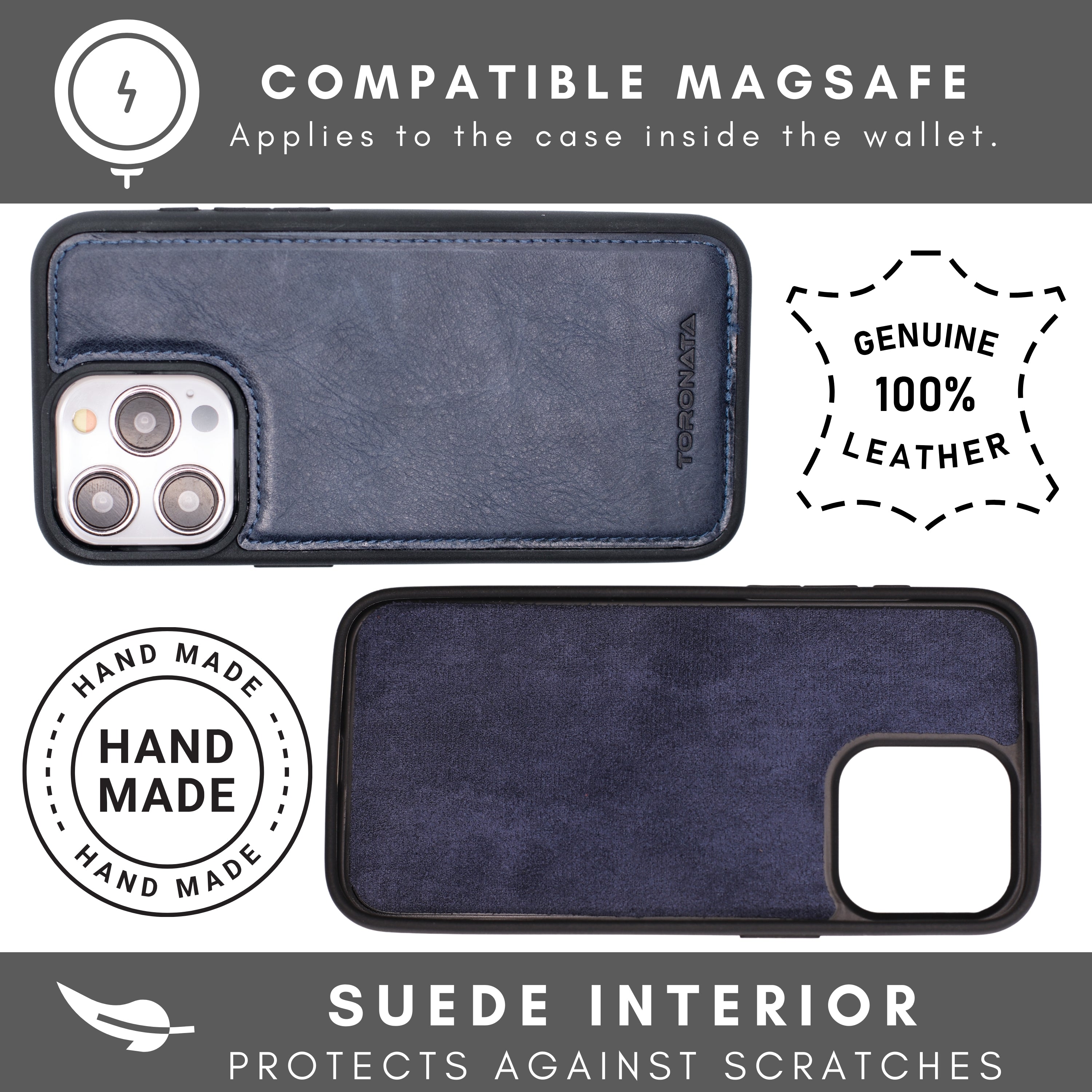 Vegas iPhone 15 Pro Max Wallet Case | MagSafe-Dark Blue---TORONATA