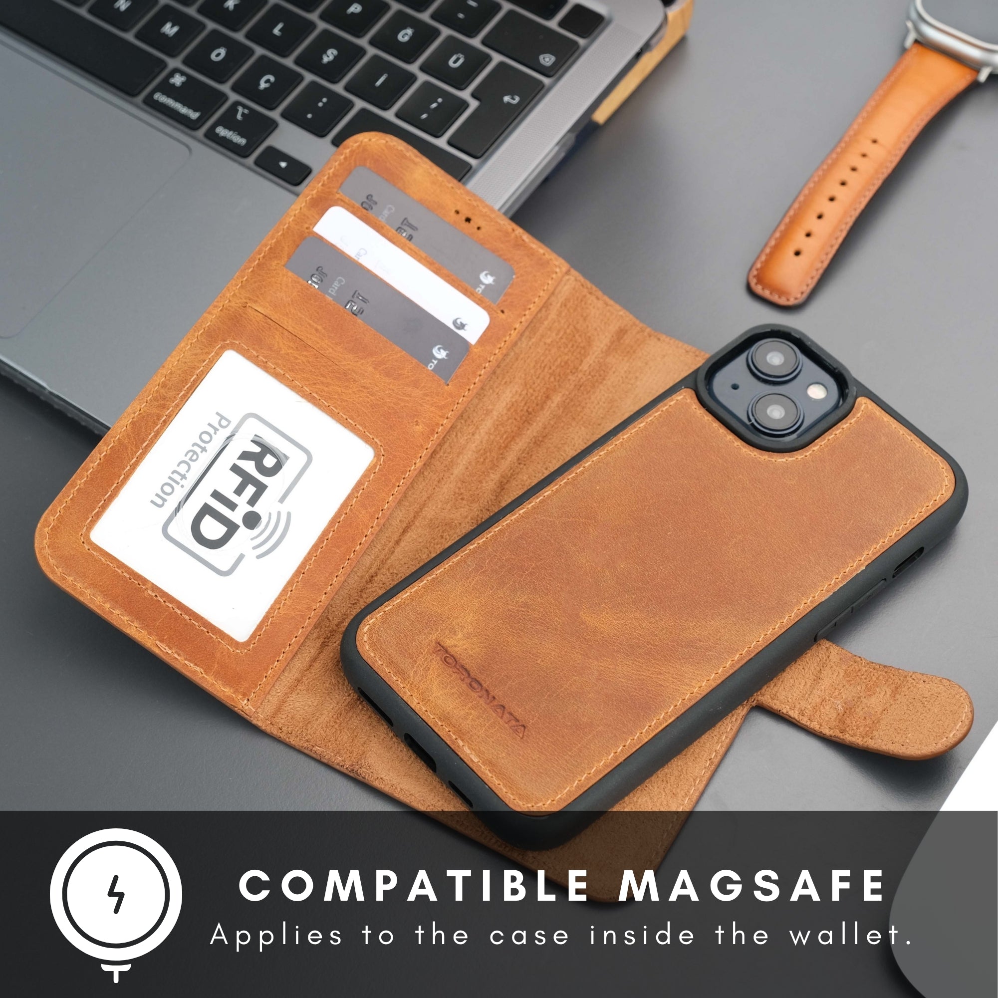 Casper Leather iPhone 15 Plus Wallet Case | MagSafe