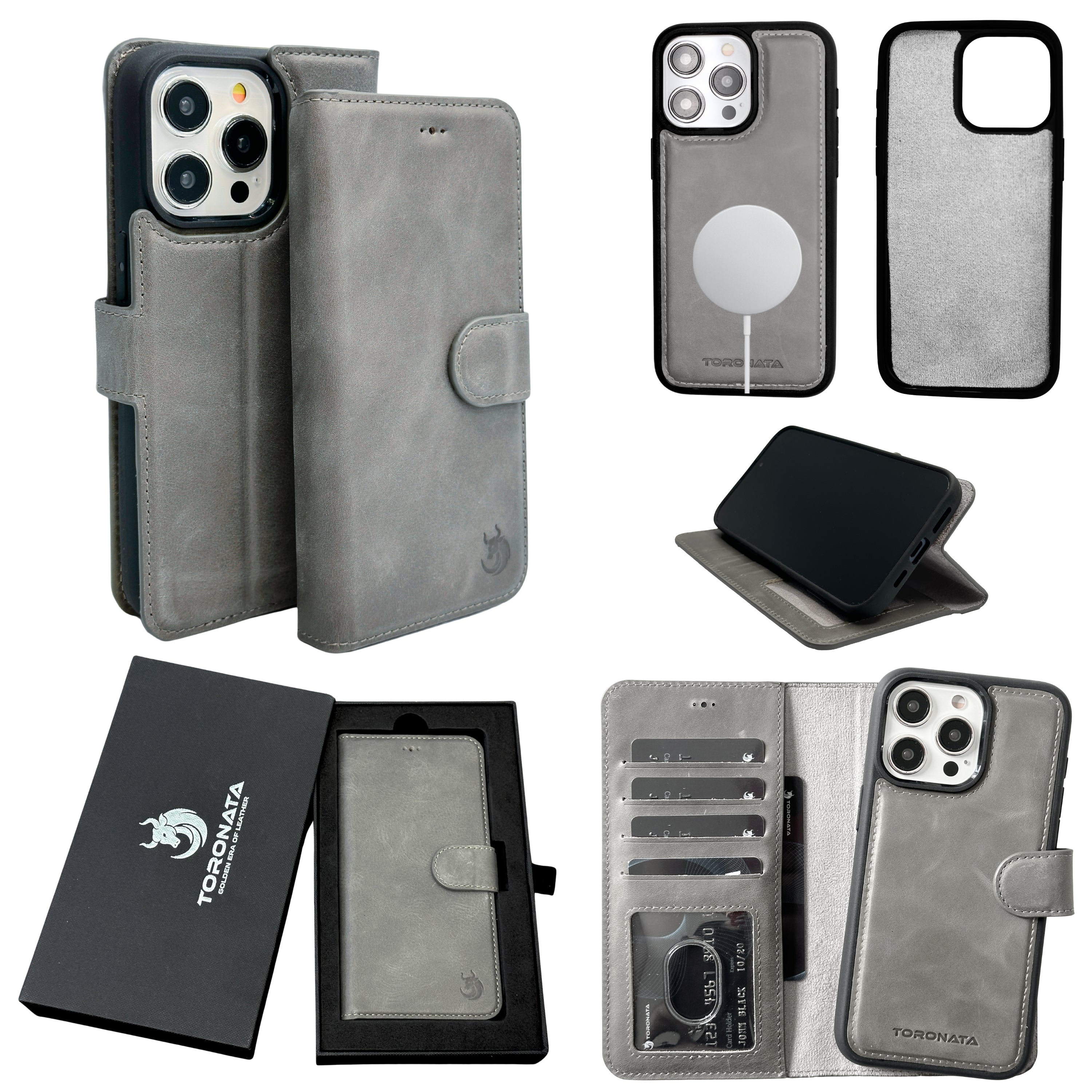 Vegas iPhone 15 Pro Max Wallet Case | MagSafe-Grey---TORONATA