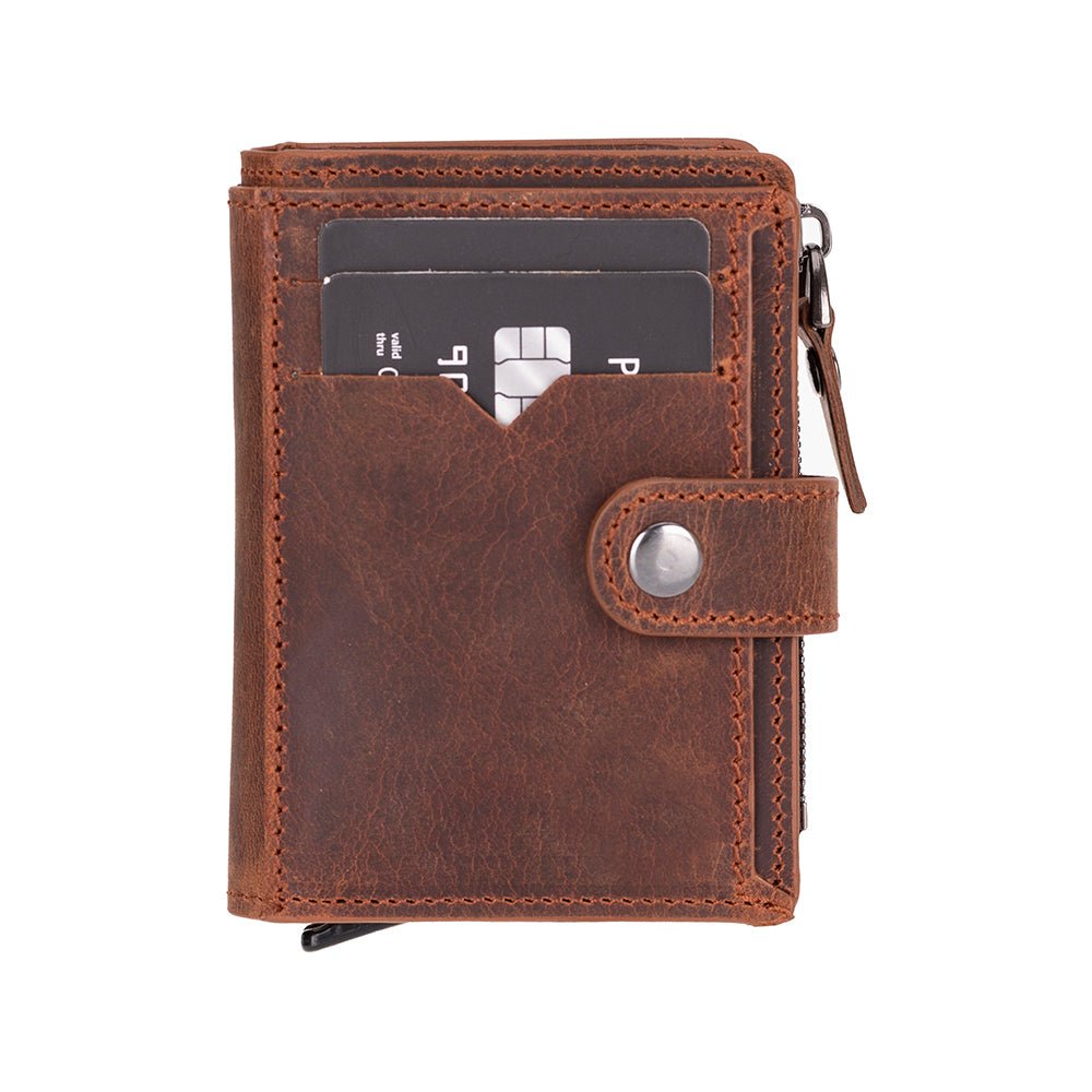 Andalusia Genuine Leather Pop - Up Cardholder with RFID Protection - Antic Brown - TORONATA