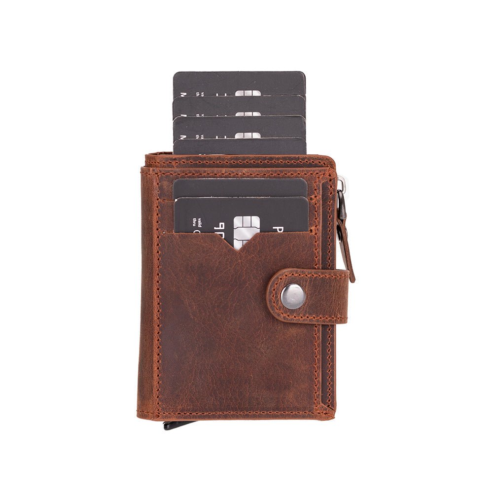 Andalusia Genuine Leather Pop - Up Cardholder with RFID Protection - Antic Brown - TORONATA