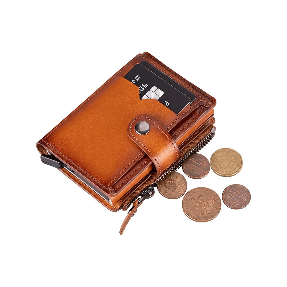 Andalusia Genuine Leather Pop - Up Cardholder with RFID Protection - Tan - TORONATA