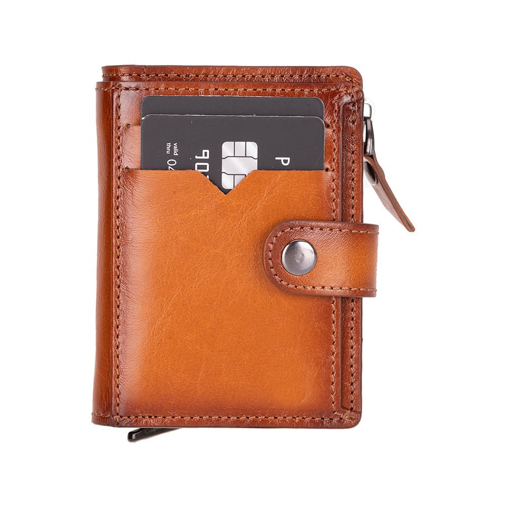 Andalusia Genuine Leather Pop - Up Cardholder with RFID Protection - Tan - TORONATA