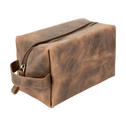 oswego men's leather dopp kit & small travel handbag - toronata - 