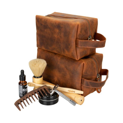 oswego men's leather dopp kit & small travel handbag - toronata - 