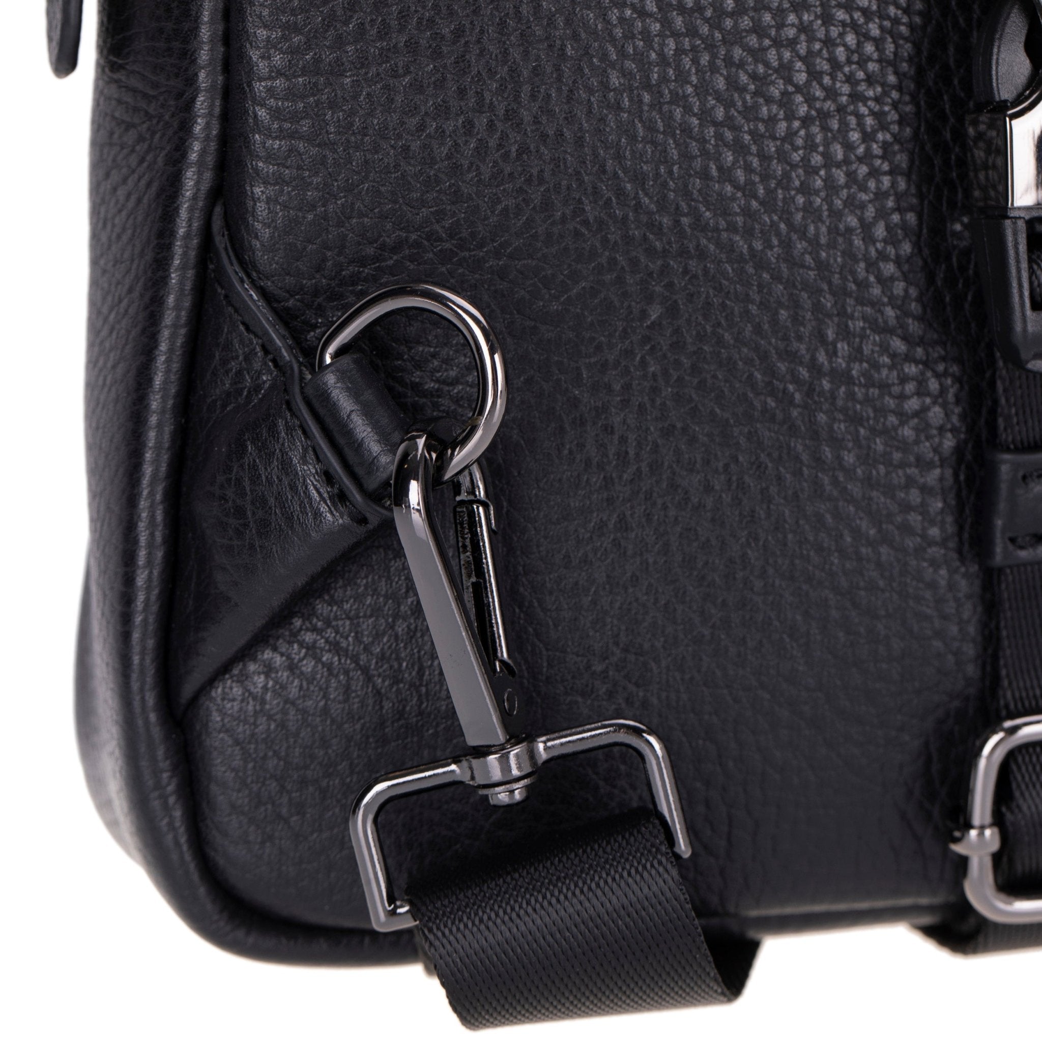 Athens Unisex Leather Cross Bag - Black - TORONATA