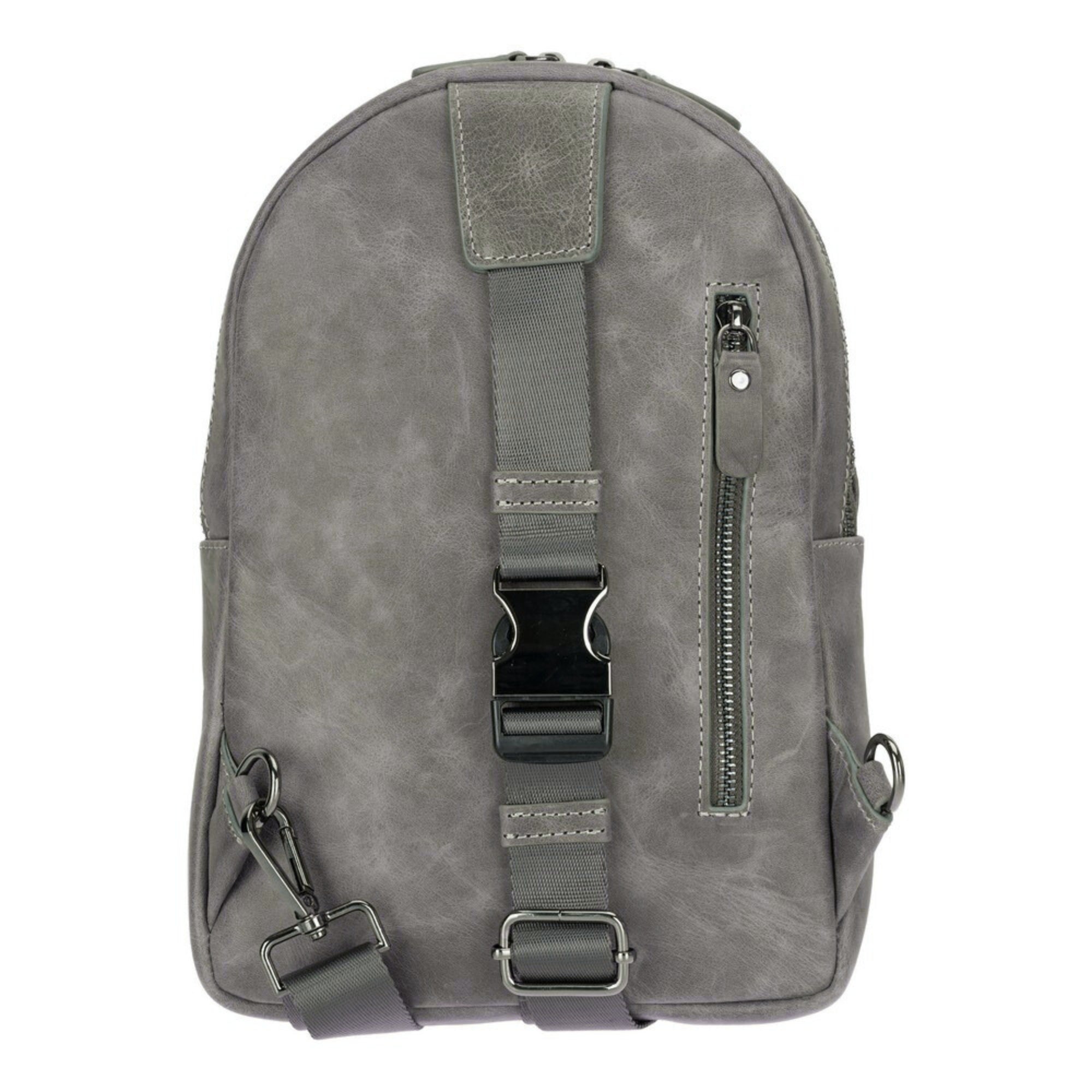 Athens Unisex Leather Cross Bag - Grey - TORONATA