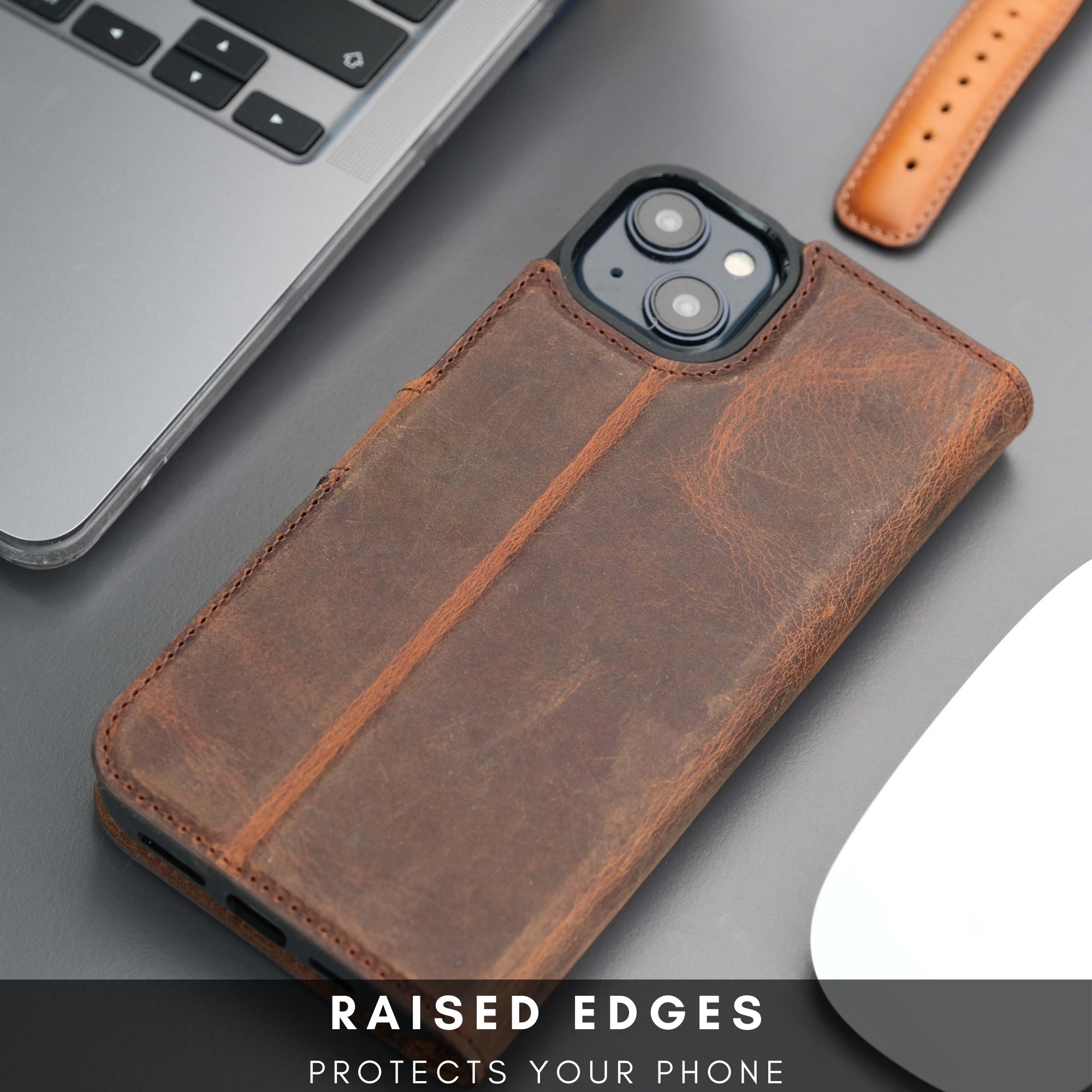 Casper iPhone 16 Leather Wallet Case | MagSafe - Antic Brown - TORONATA