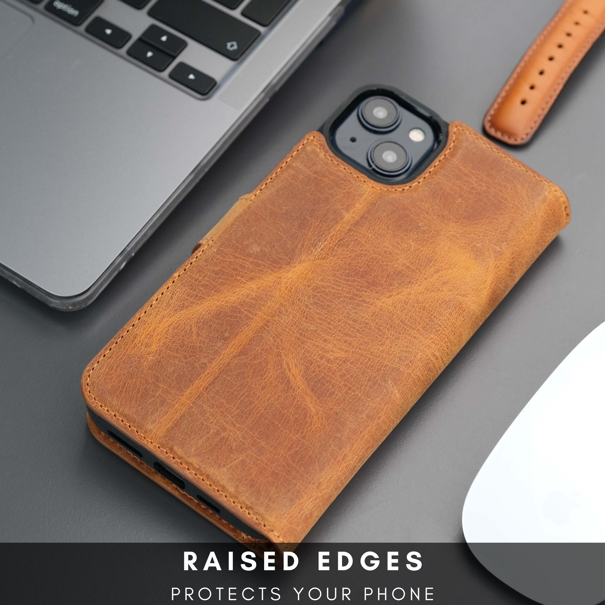 Casper iPhone 16 Leather Wallet Case | MagSafe - Antic Tan - TORONATA