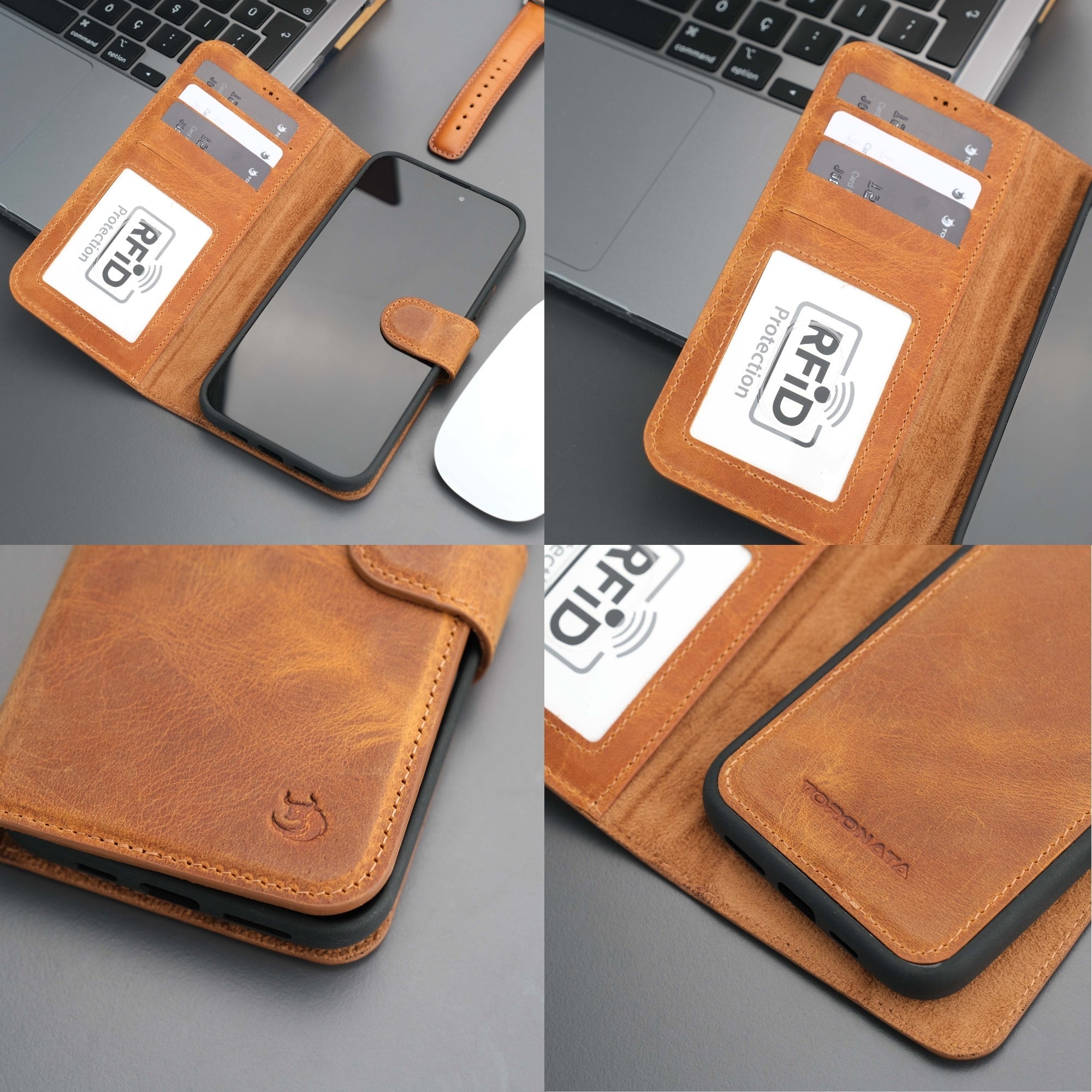 Casper iPhone 16 Leather Wallet Case | MagSafe - Antic Tan - TORONATA