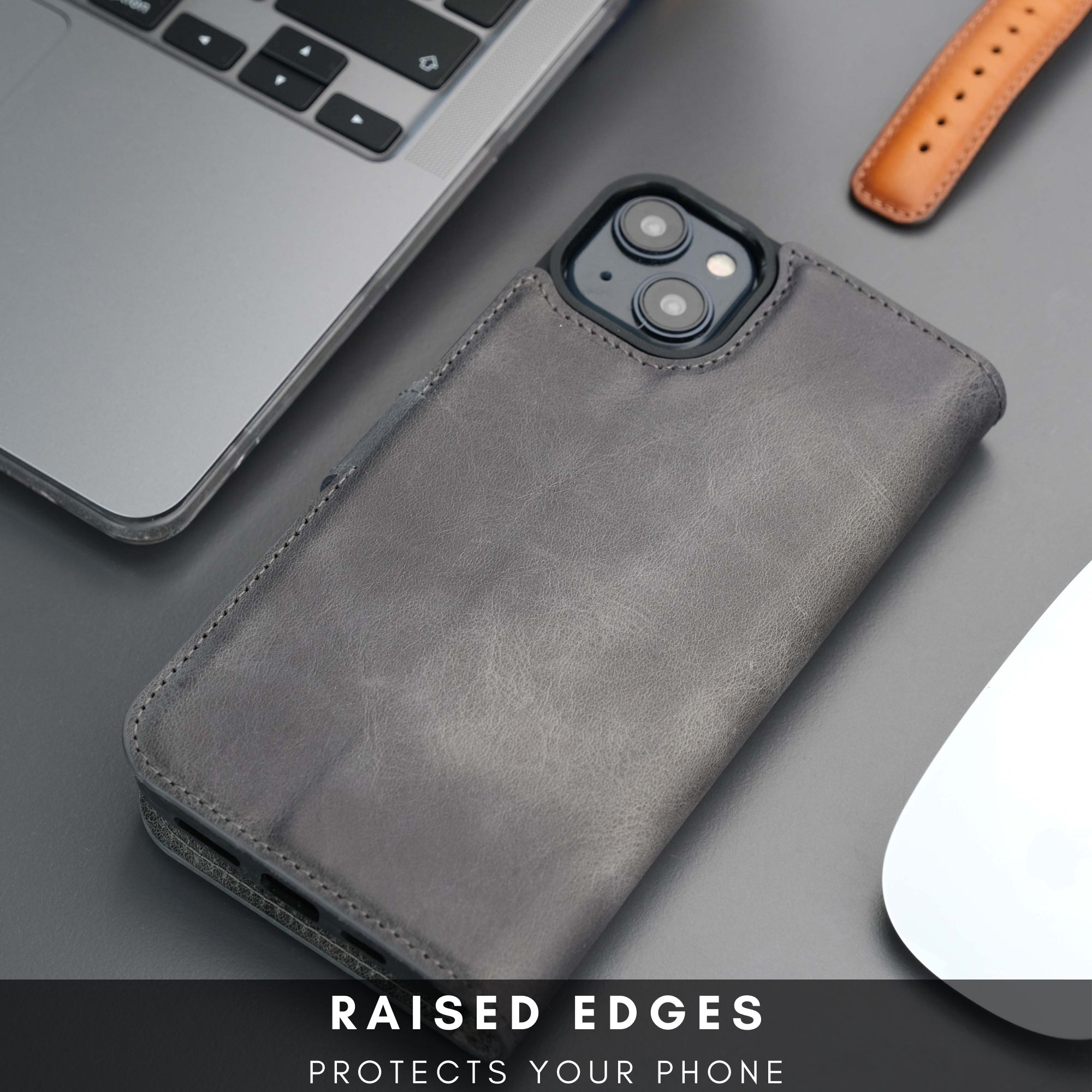 Casper iPhone 16 Leather Wallet Case | MagSafe - Grey - TORONATA