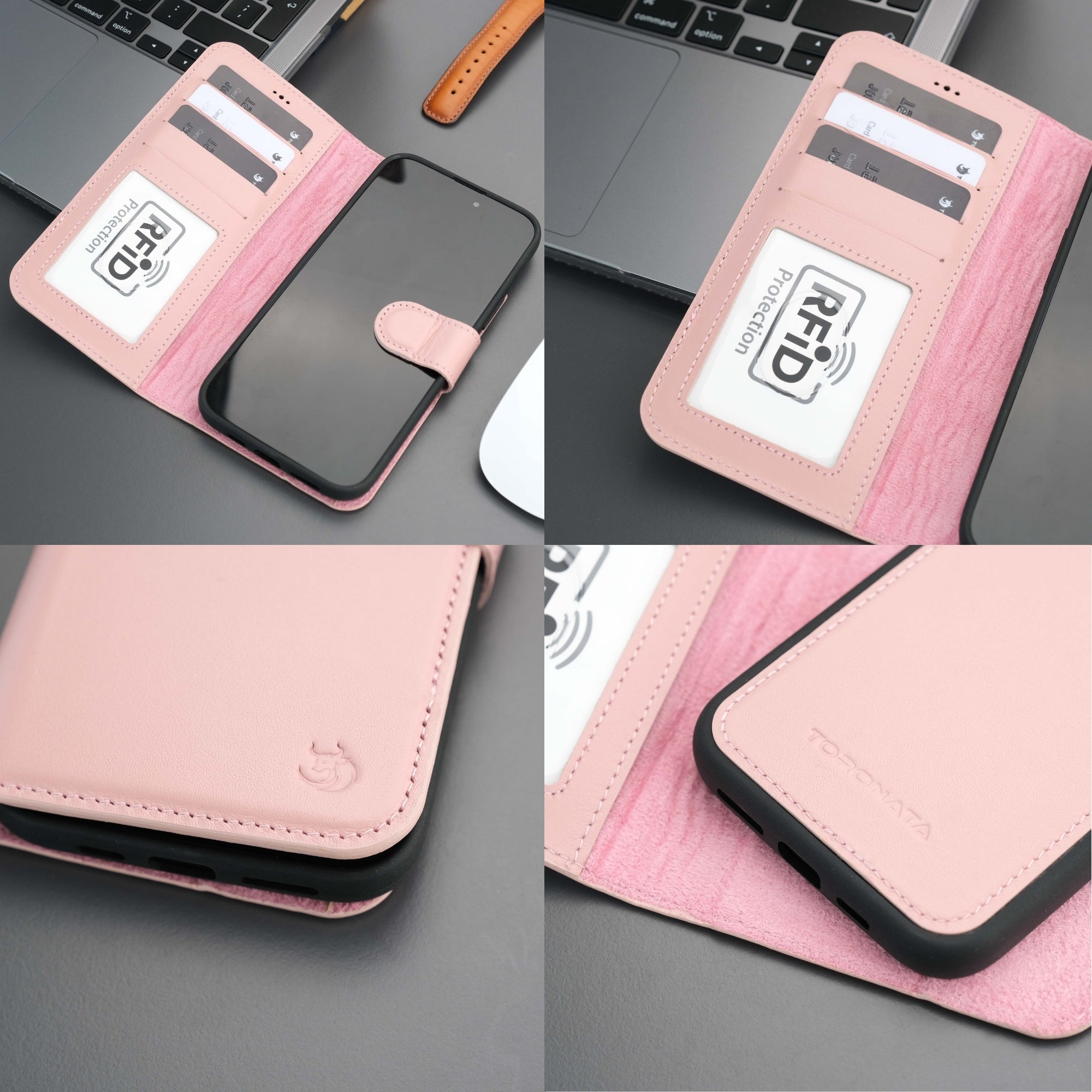 Casper iPhone 16 Leather Wallet Case | MagSafe - Pink - TORONATA