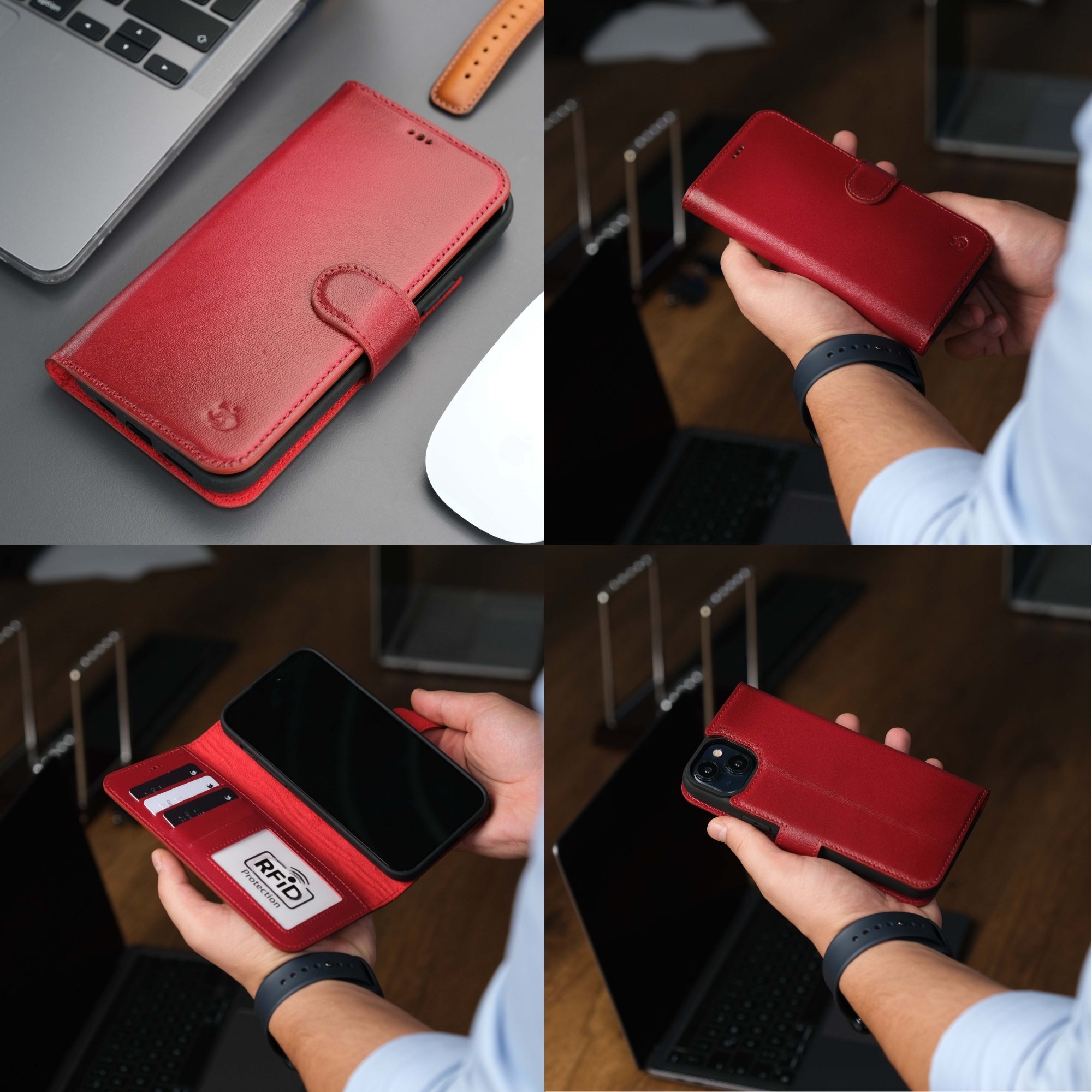 Casper iPhone 16 Leather Wallet Case | MagSafe - Red - TORONATA