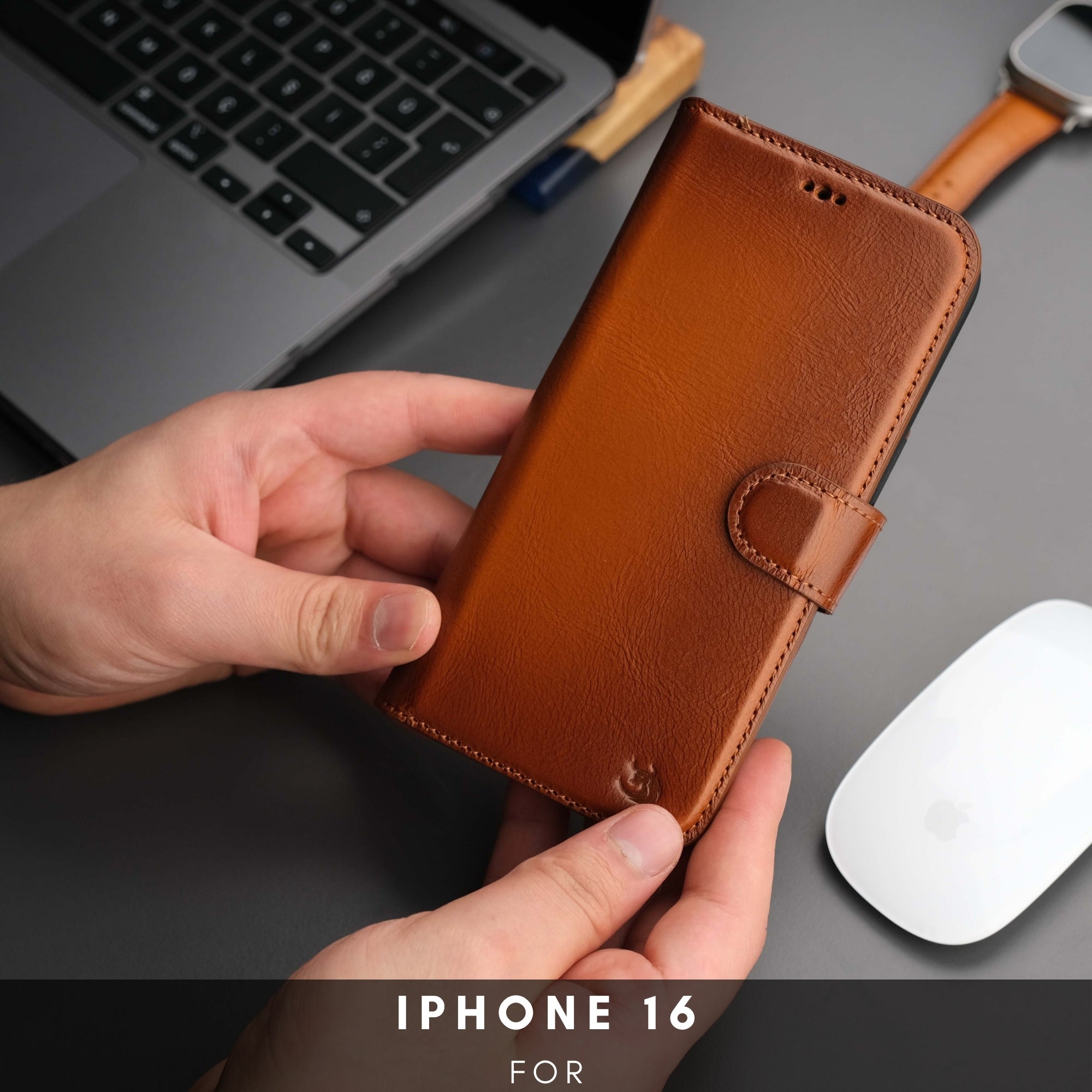 Casper iPhone 16 Leather Wallet Case | MagSafe - Tan - TORONATA