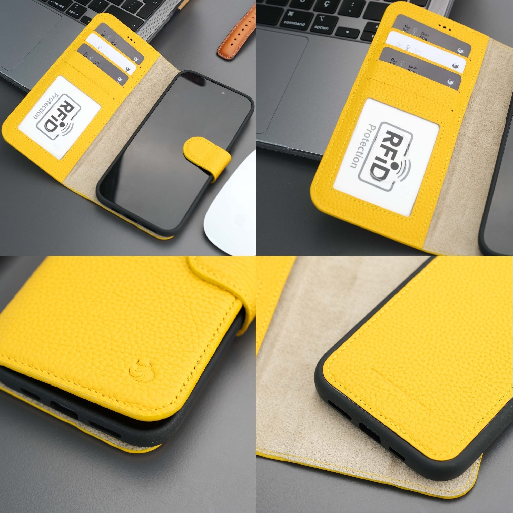 Casper iPhone 16 Leather Wallet Case | MagSafe - Yellow - TORONATA