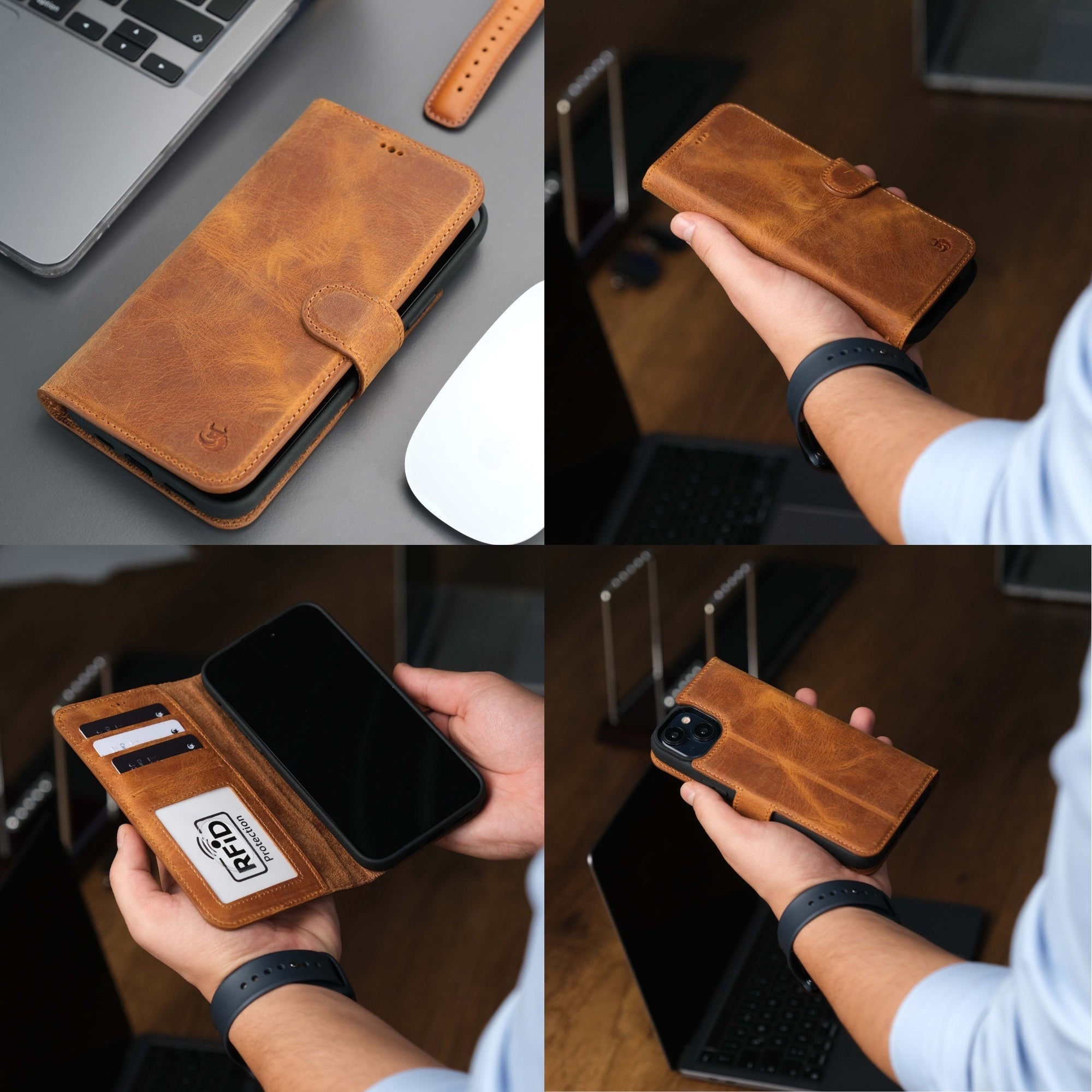 Casper iPhone 16 Plus Leather Wallet Case | MagSafe - Antic Brown - TORONATA