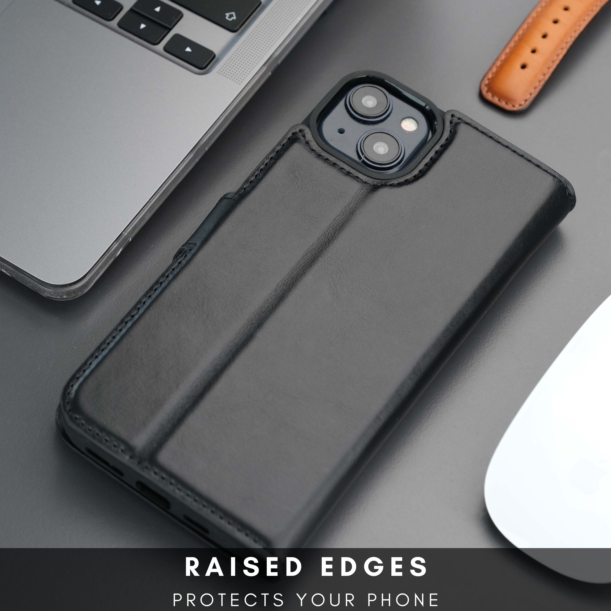 Casper iPhone 16 Plus Leather Wallet Case | MagSafe - Black - TORONATA