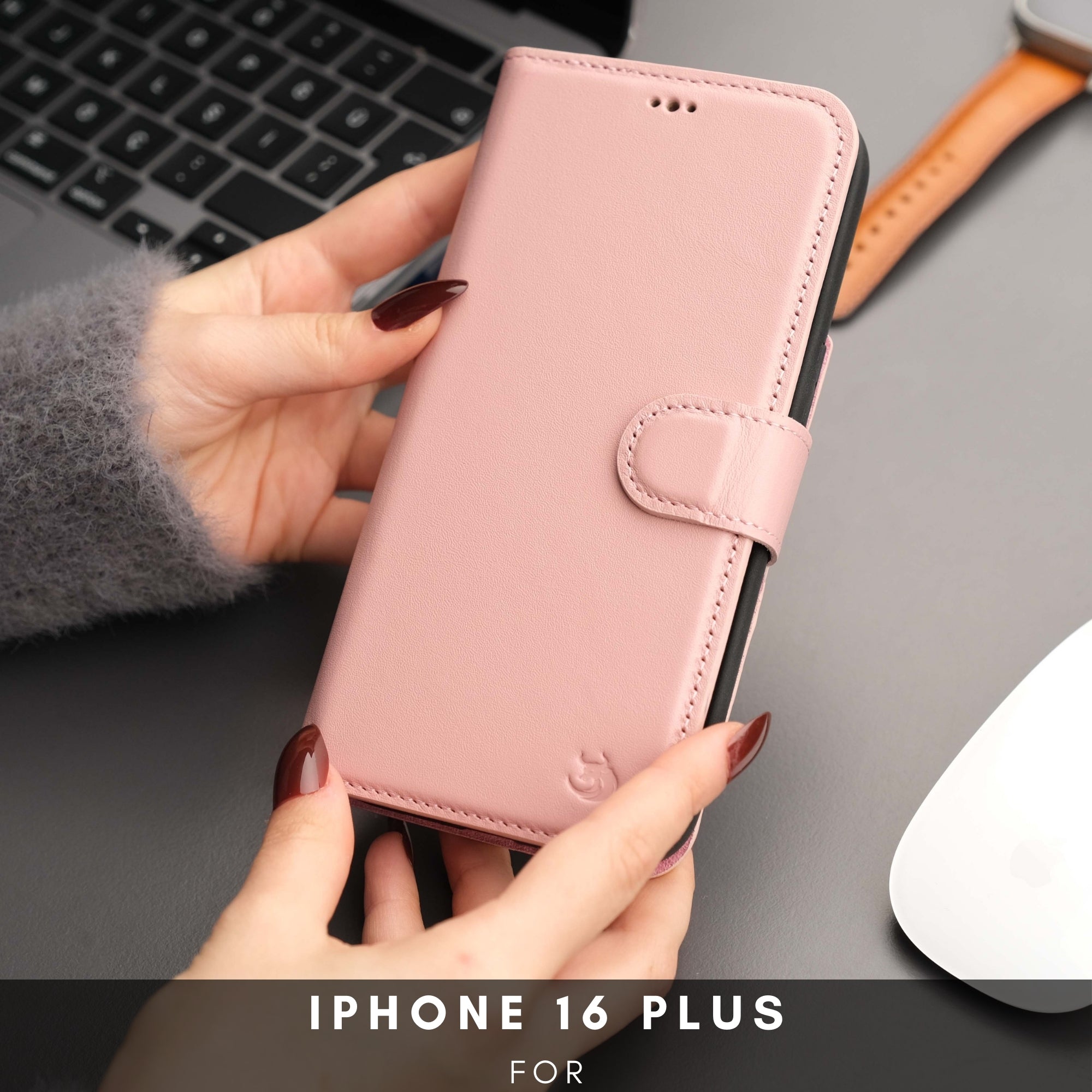 Casper iPhone 16 Plus Leather Wallet Case | MagSafe - Pink - TORONATA