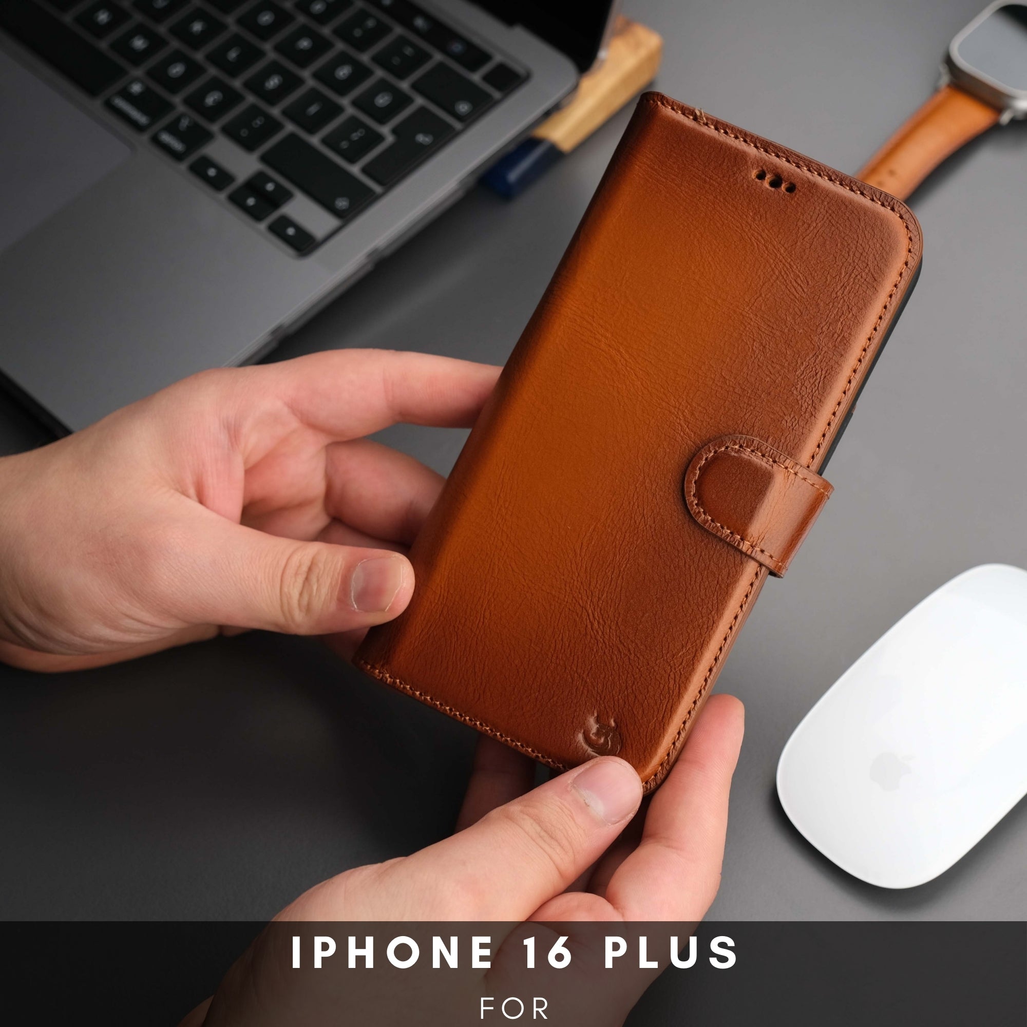 Casper iPhone 16 Plus Leather Wallet Case | MagSafe - Tan - TORONATA