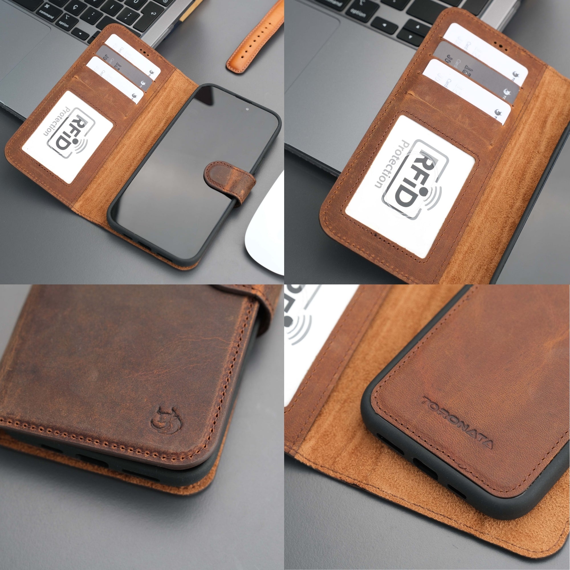 Casper iPhone 16 Plus Leather Wallet Case | MagSafe - Tan - TORONATA