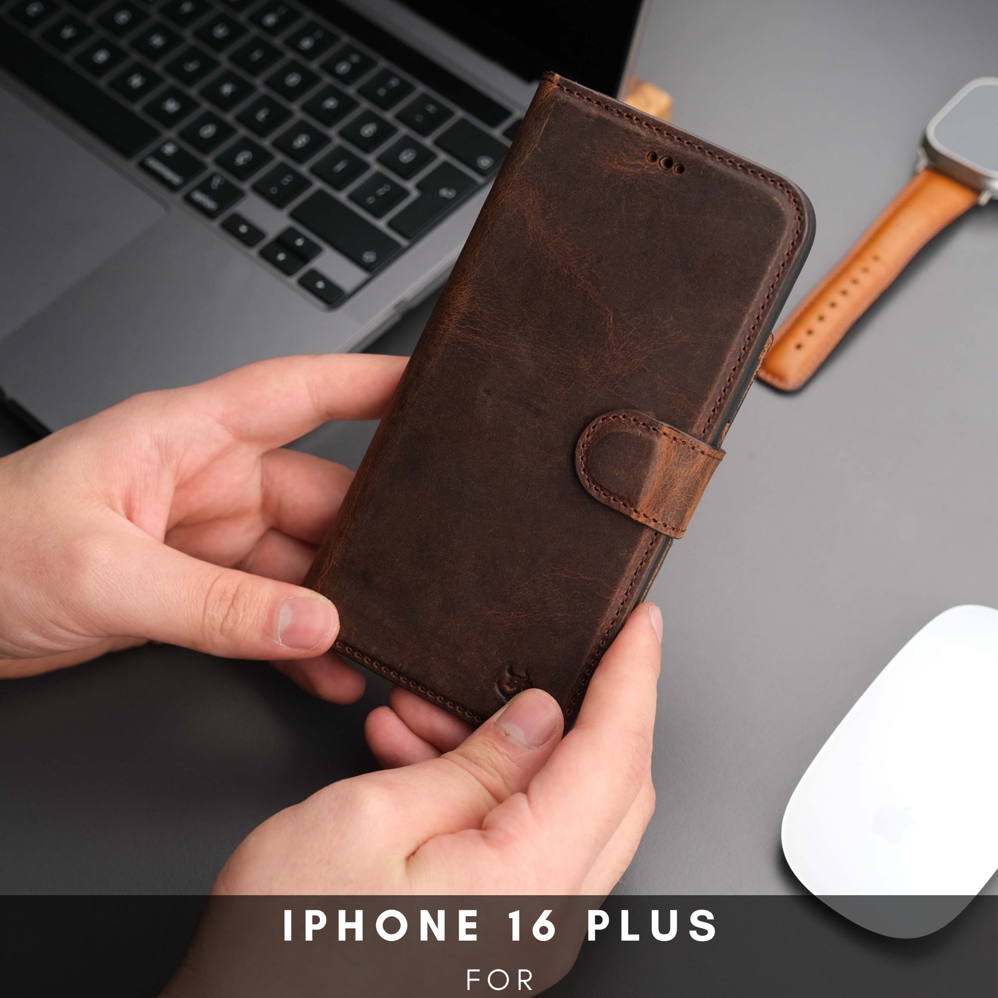 Casper iPhone 16 Plus Leather Wallet Case | MagSafe - Tan - TORONATA