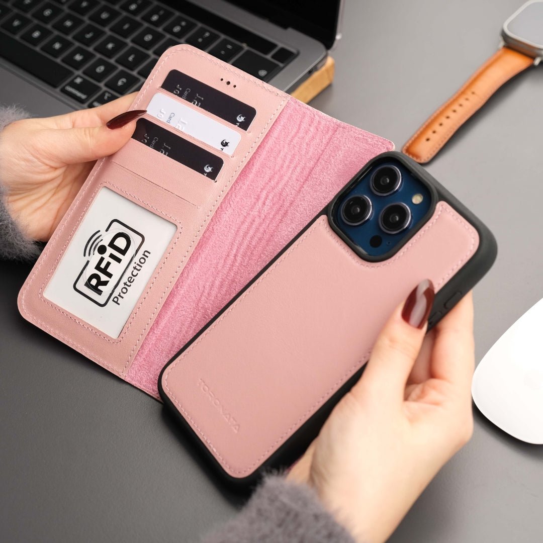 Casper iPhone 16 Plus Wallet Case Leather MagSafe - Pink - TORONATA