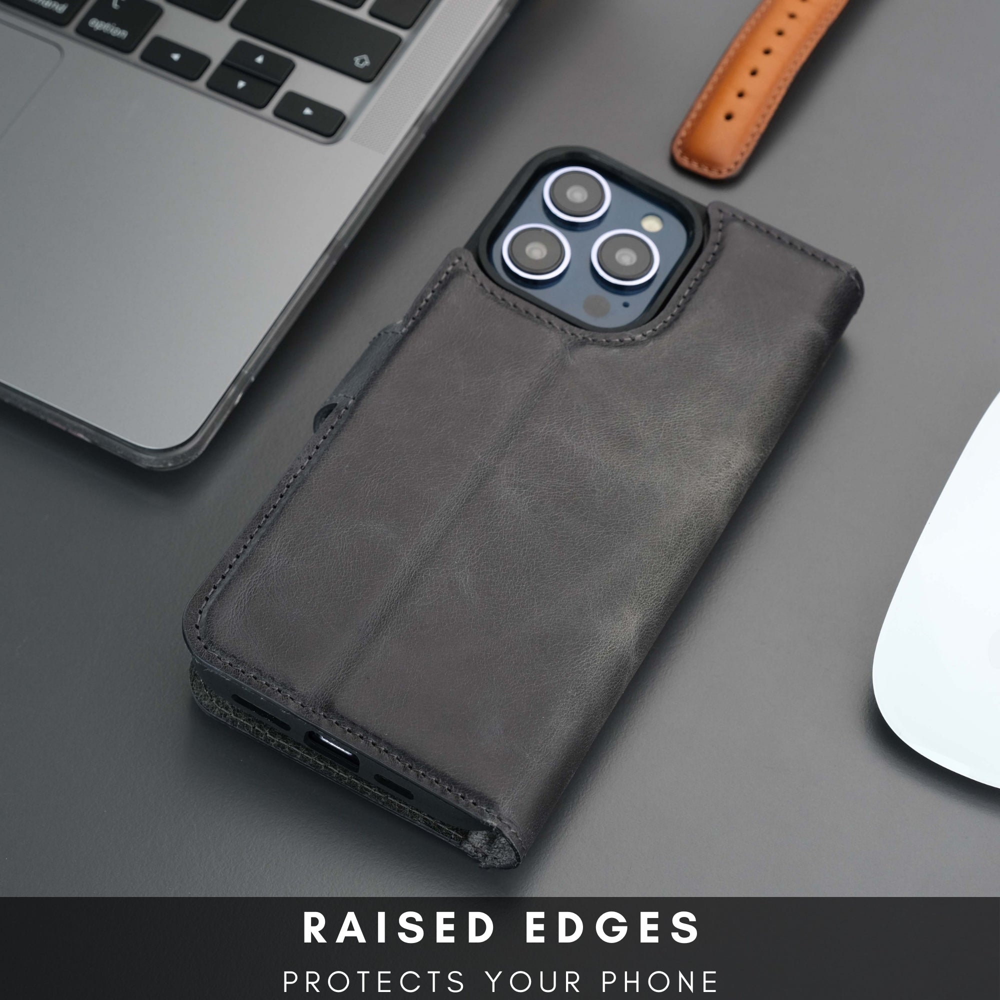 Casper iPhone 16 Pro Leather Wallet Case | MagSafe - Grey - TORONATA