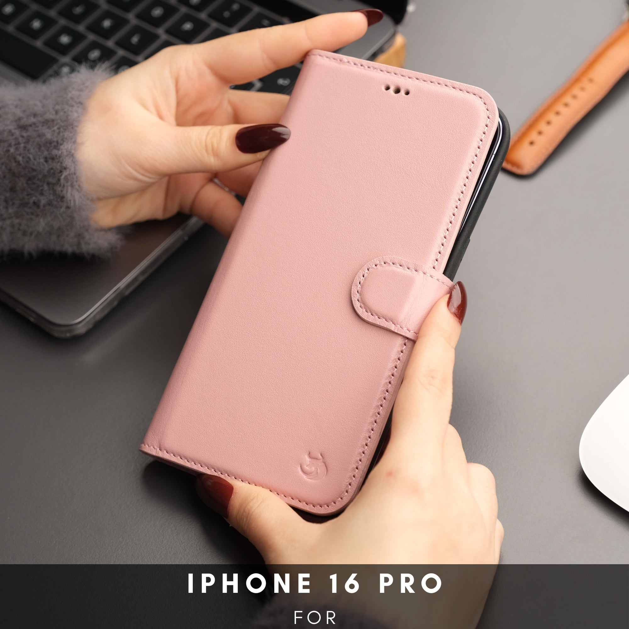 Casper iPhone 16 Pro Leather Wallet Case | MagSafe - Pink - TORONATA