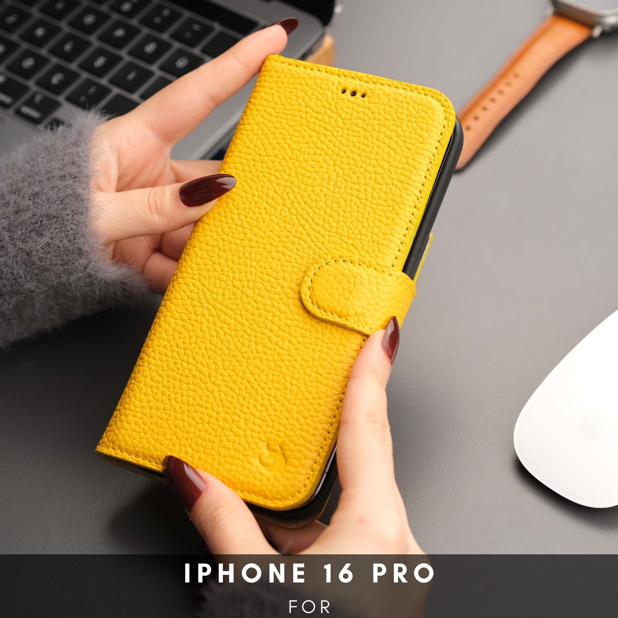 Casper iPhone 16 Pro Wallet Case Leather MagSafe - TORONATA - #color_yellow