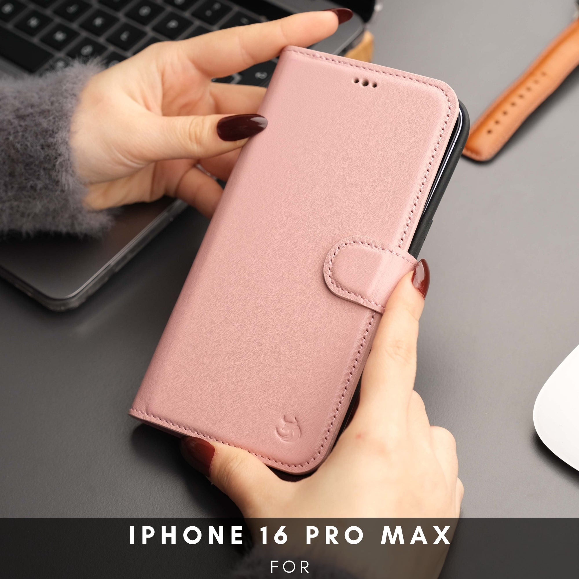 Casper iPhone 16 Pro Max Leather Wallet Case | MagSafe - Pink - TORONATA