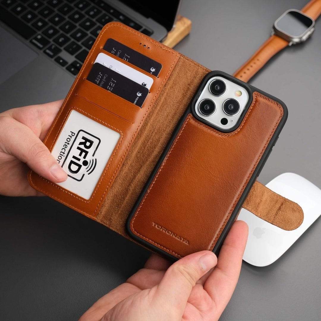 Casper iPhone 16 Pro Wallet Case Leather MagSafe - TORONATA - #color_tan