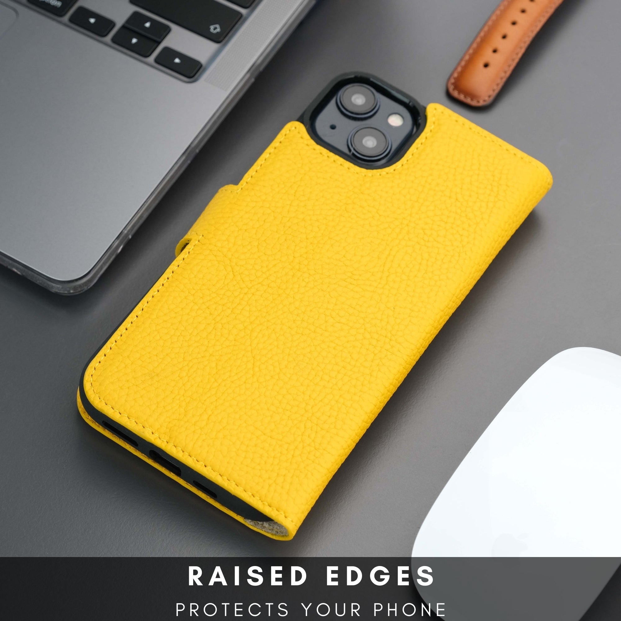 Casper Leather iPhone 15 Wallet Case | MagSafe-Yellow---TORONATA