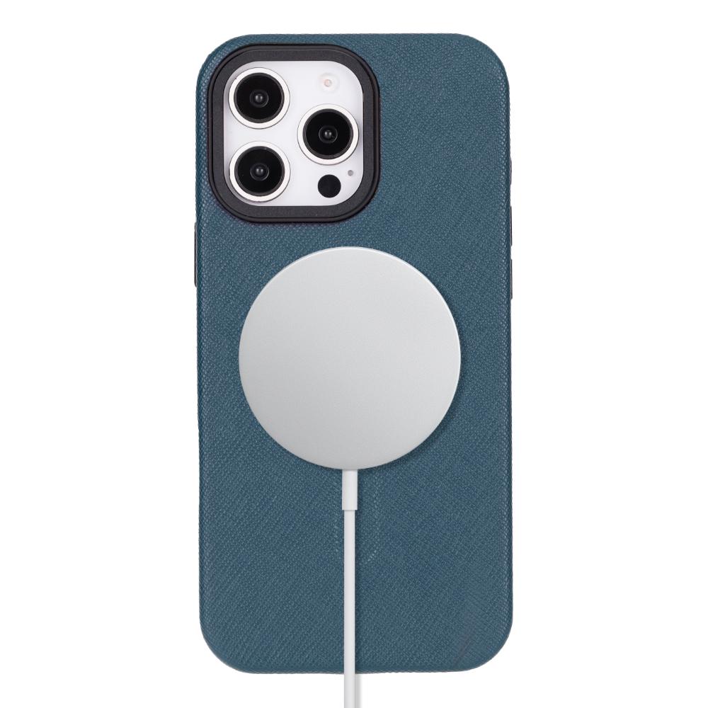 Cullman Leather iPhone 16 Pro Case - Navy - TORONATA