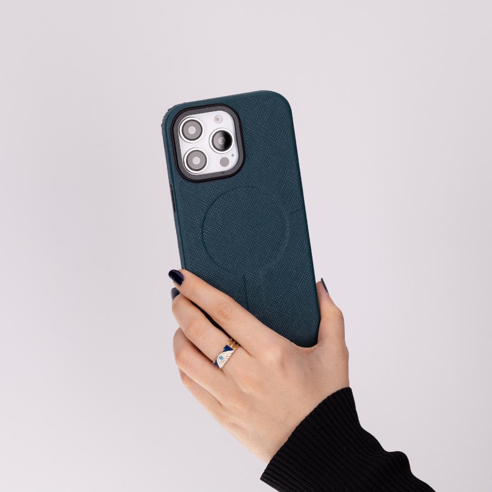 Cullman Leather iPhone 16 Pro Case - Navy - TORONATA