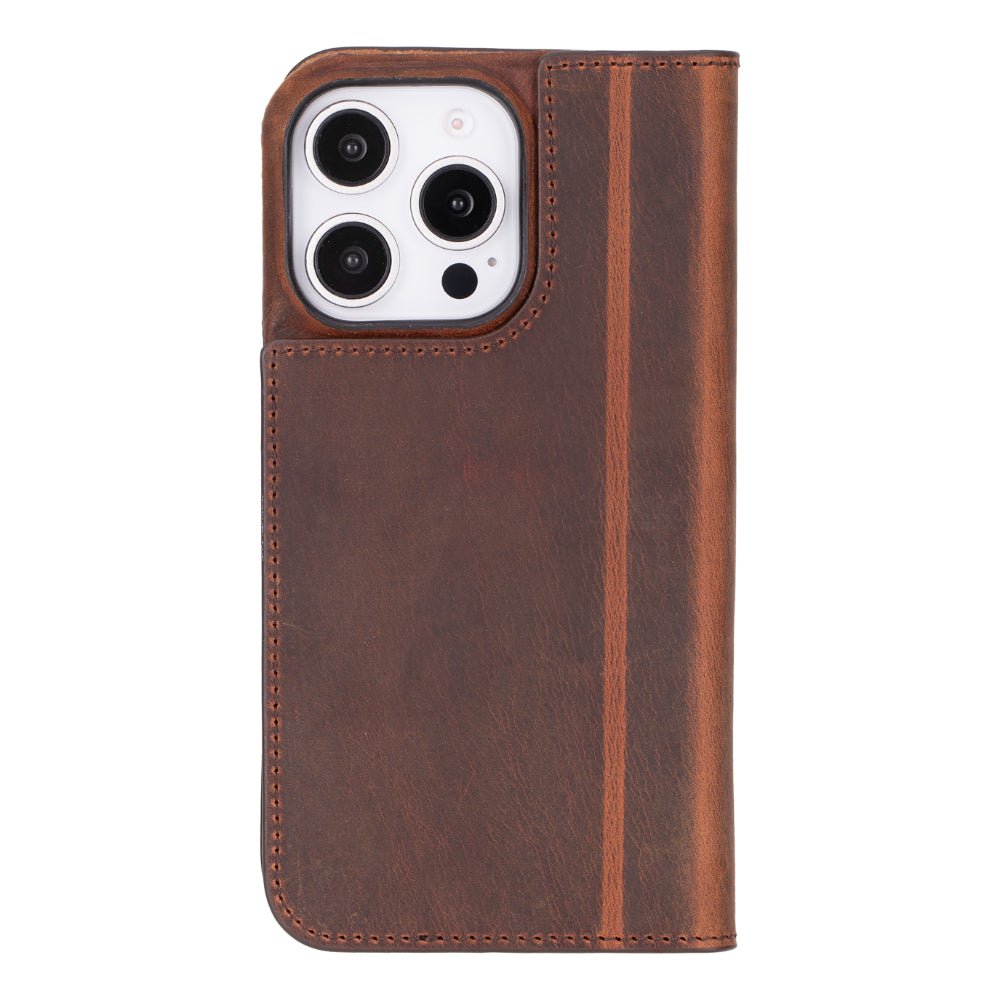 Decatur Leather iPhone 16 Pro Max Folio Case - Antic Brown - TORONATA