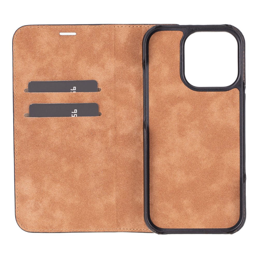 Decatur Leather iPhone 16 Pro Max Folio Case - Antic Brown - TORONATA