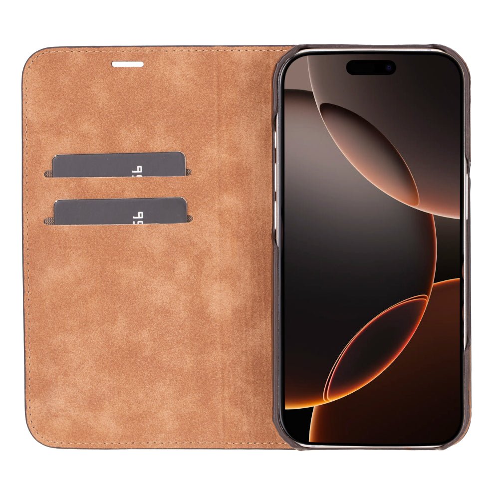 Decatur Leather iPhone 16 Pro Max Folio Case - Antic Brown - TORONATA